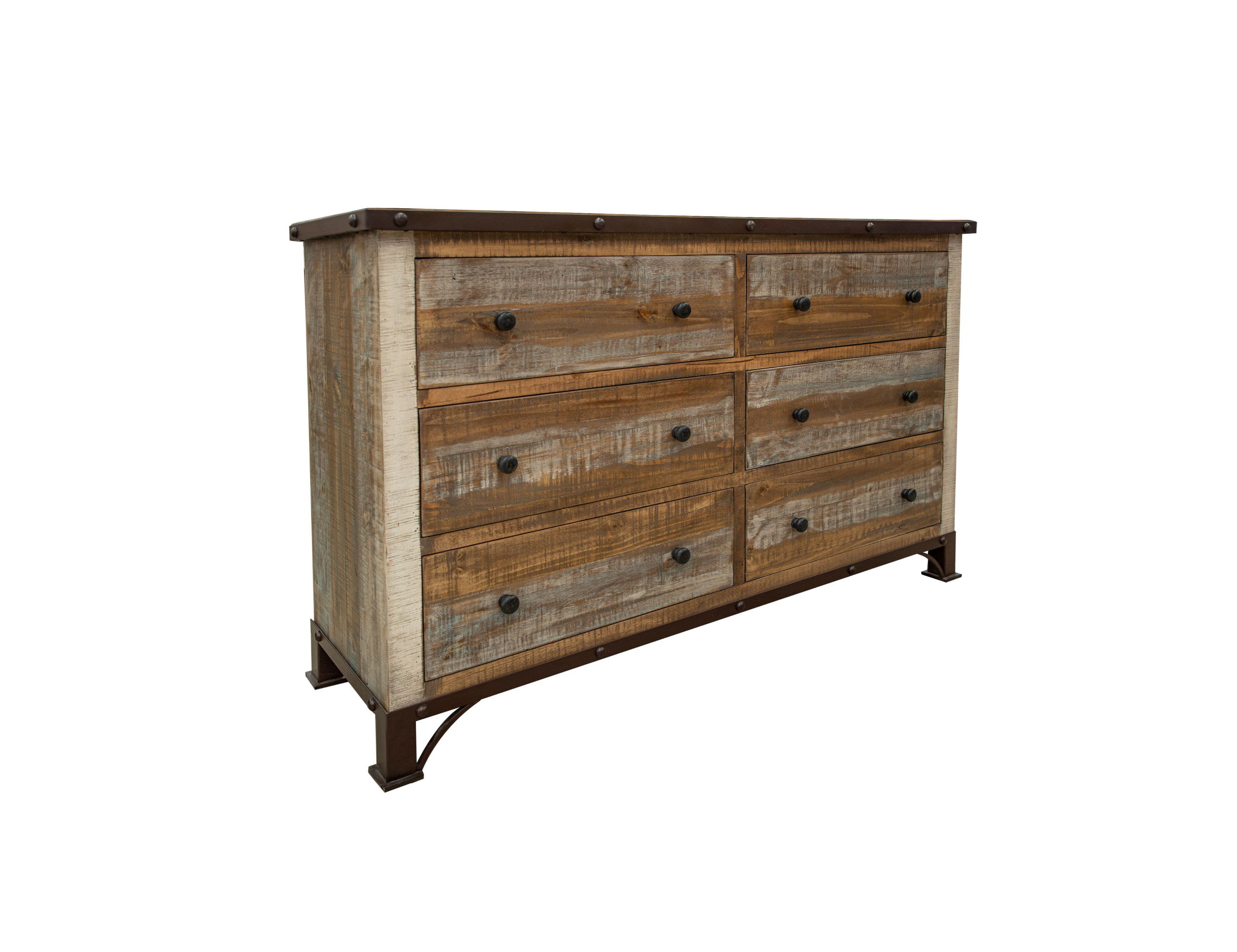 International Furniture Direct Antique - Dresser With 6 Drawers - Multicolor