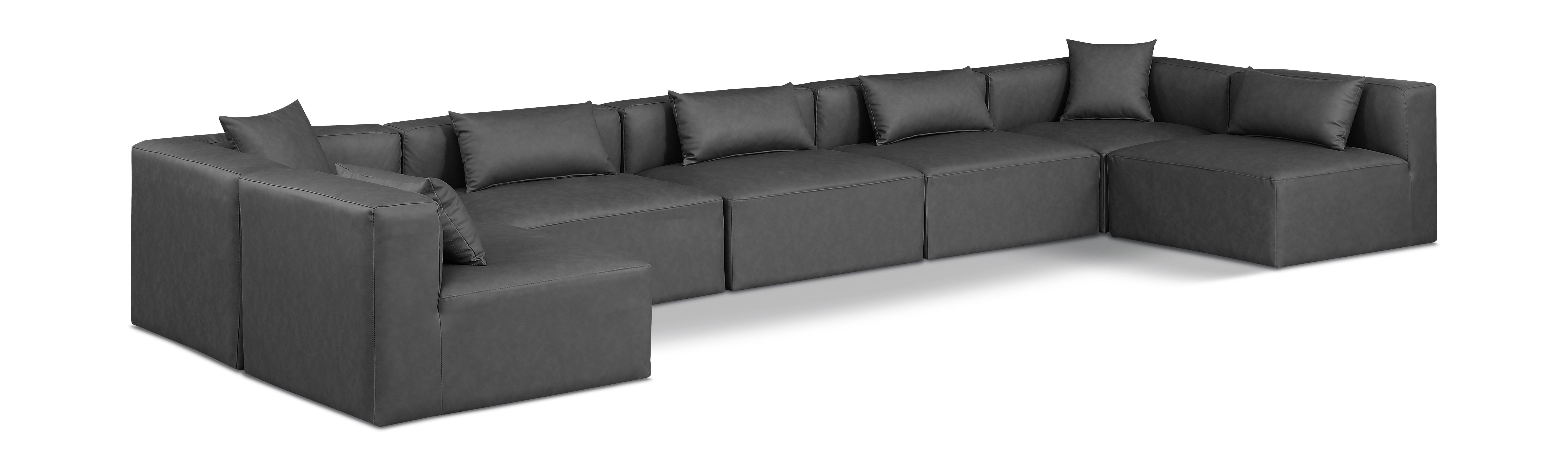 Cube - 7 Piece Modular U-Shaped Sectional - Charcoal Gray