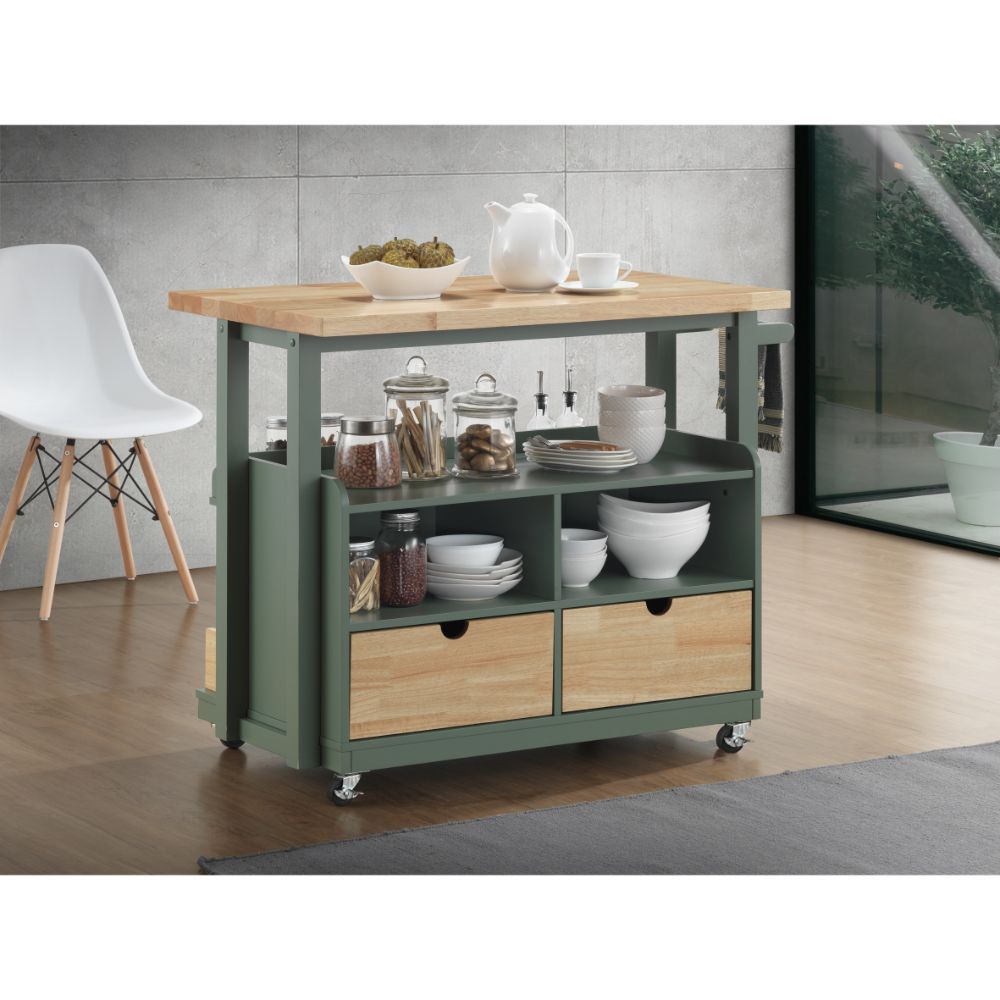 Harper - Kitchen Cart - Natural & Green, dark green, view 5