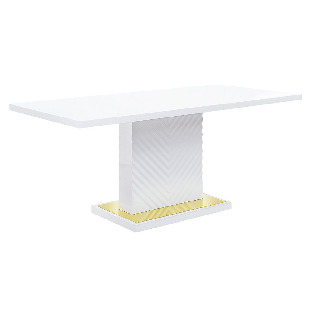 Gaines - Dining Table With Pedestal Base - White High Gloss, white, view 2