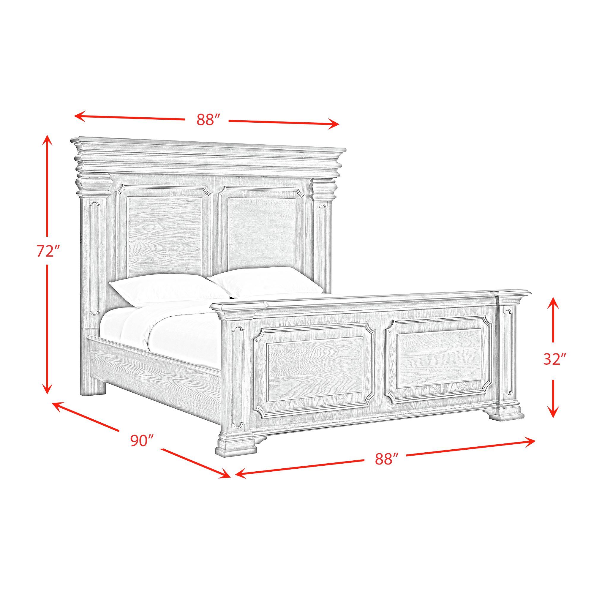 Kings Court - King 4 Piece Bedroom Set With 2 Nightstands & Dresser - Black
