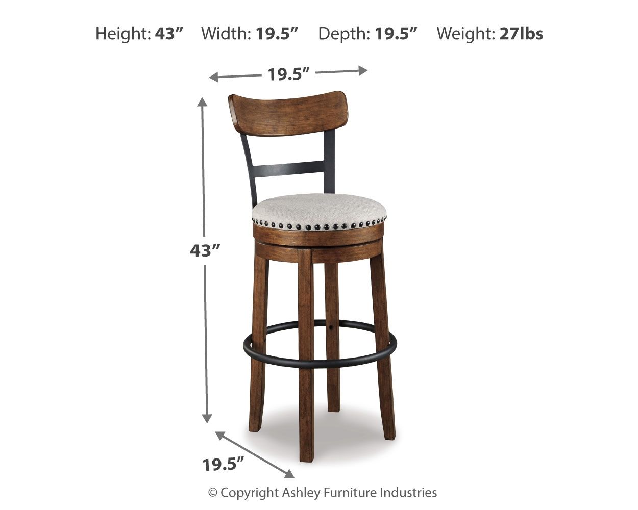 Ashley Furniture Valebeck - Tall UPH Swivel Barstool - Brown - Image 4