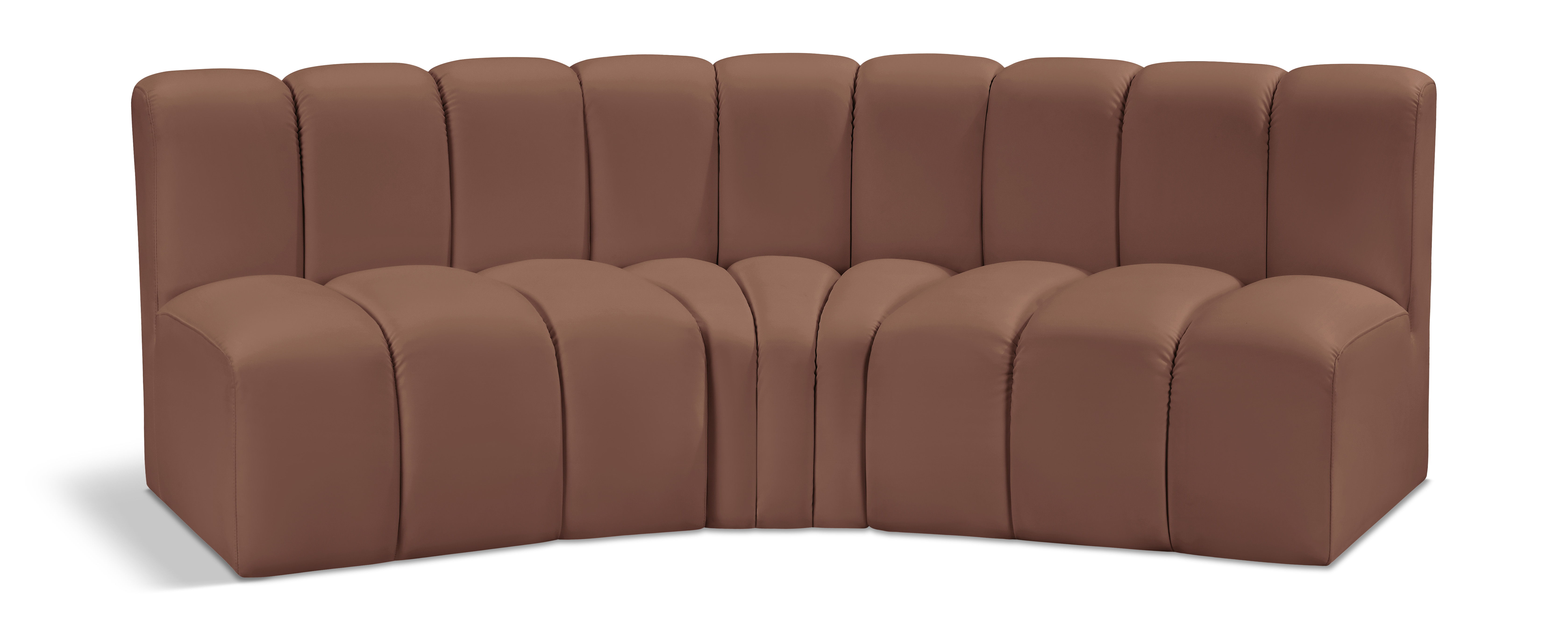 Arc - Faux Leather 3 Piece Modular Corner Sofa - Cognac