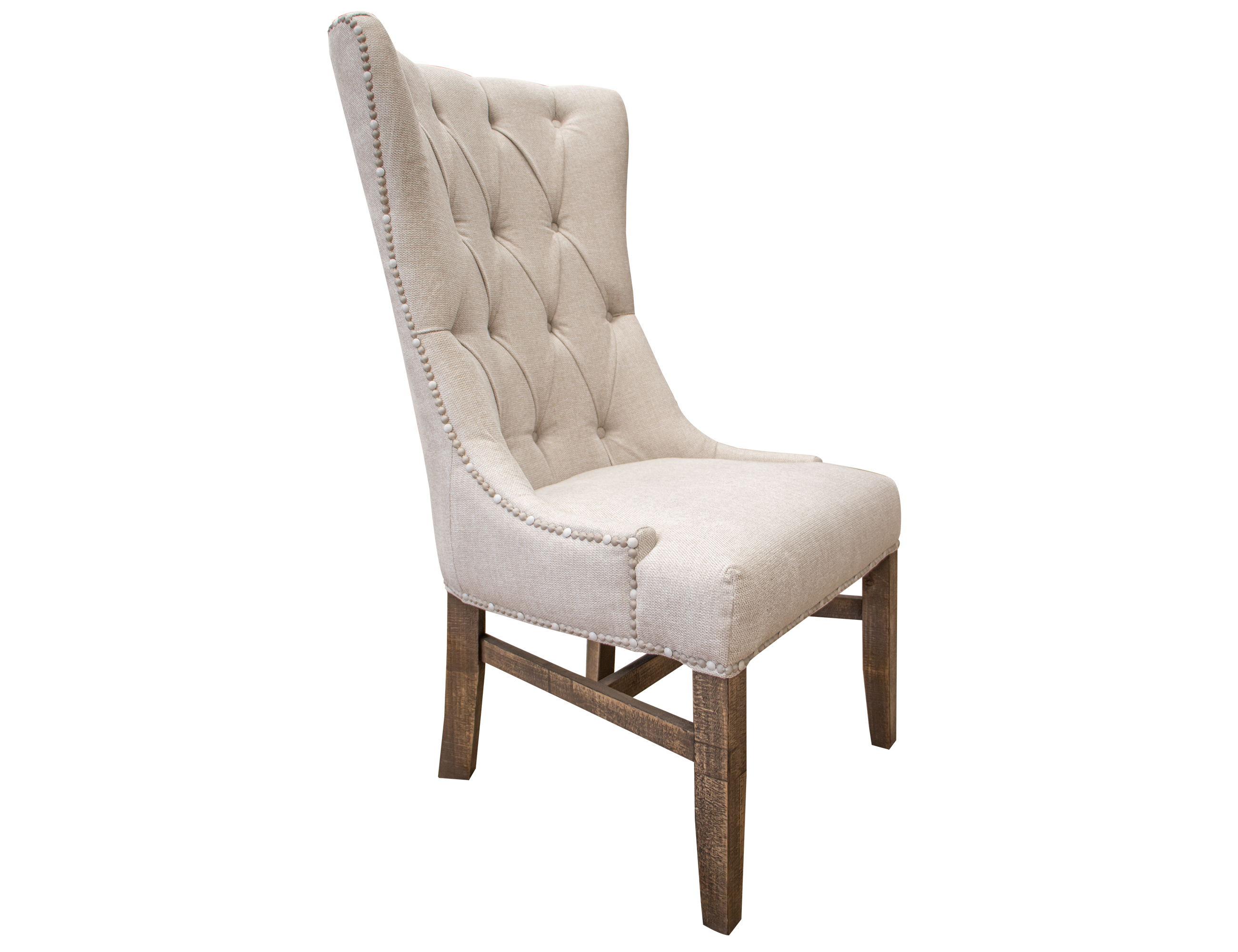 International Furniture Direct Aruba - Tufted Back Chair With Nailhead Trim (Set of 2) - Brown / Ivory