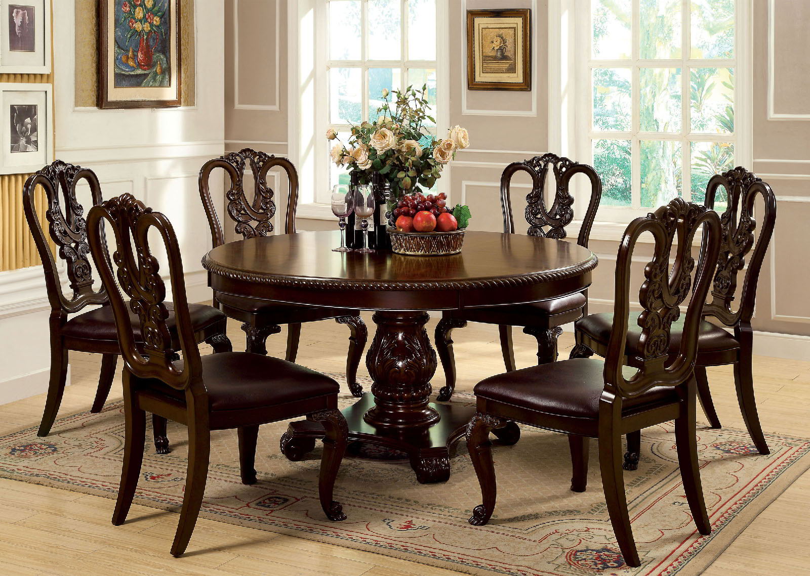 round cherry wood dining table