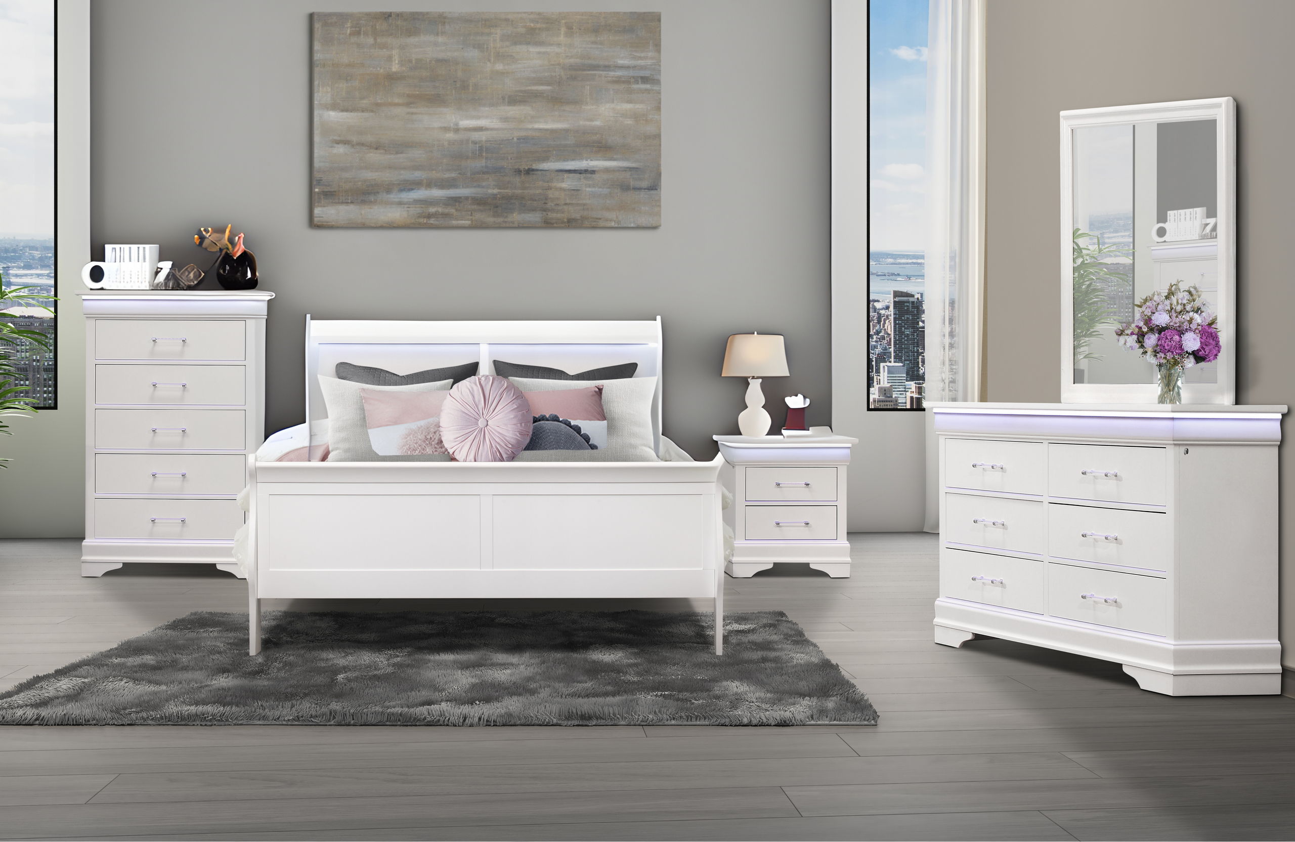 Full · 5 Pc · Full Bedroom Set With LED
