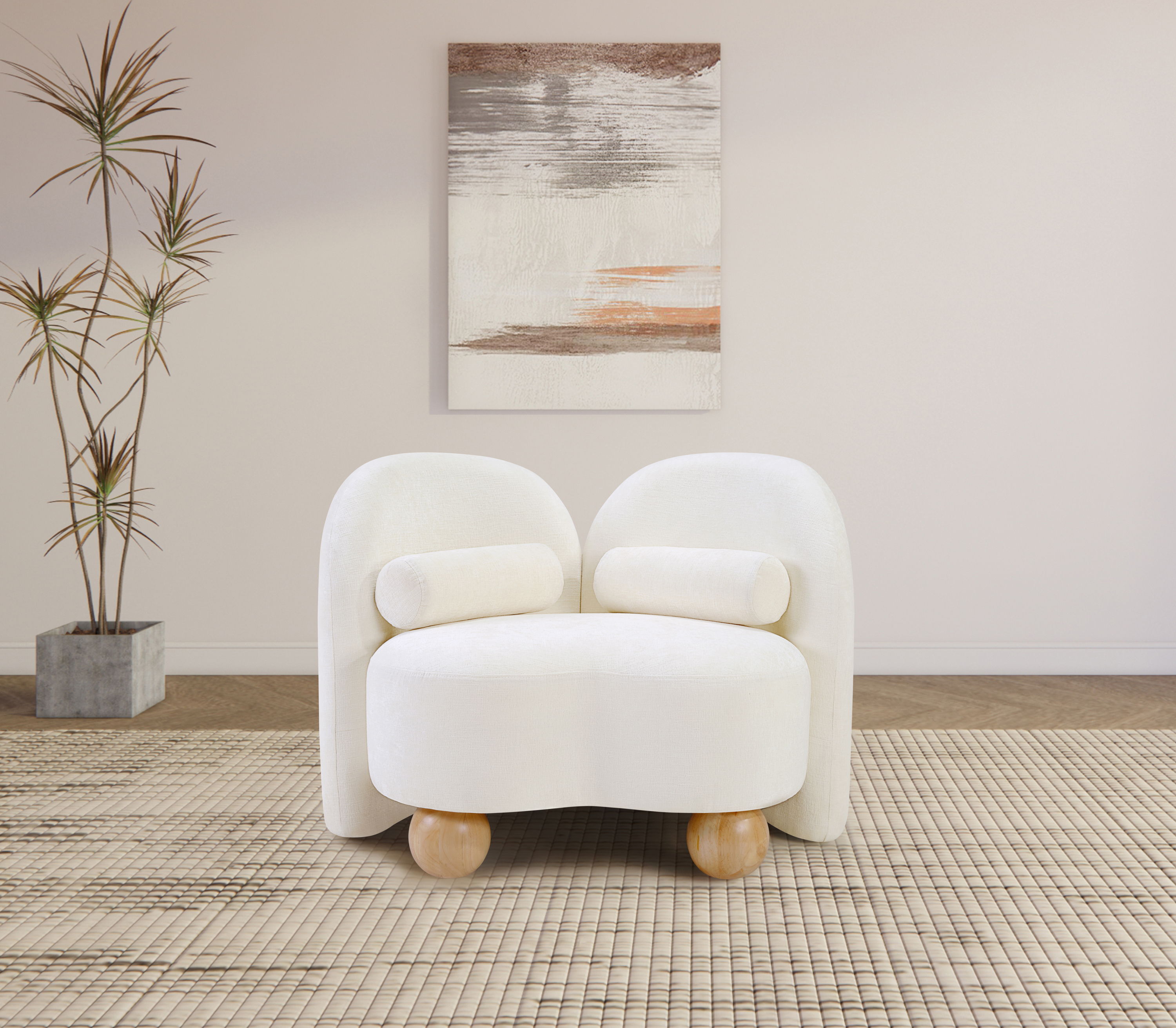 Daphne - Chenille Chair - Cream