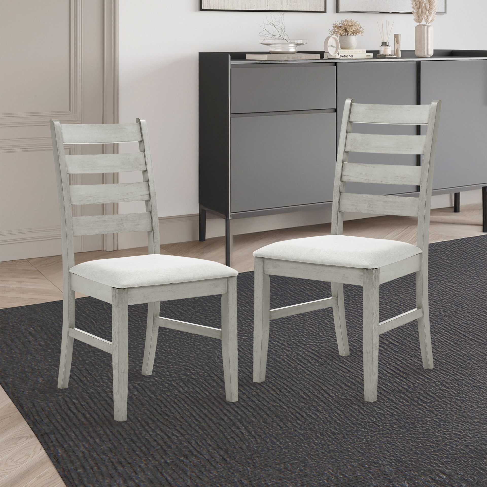 Pascal - Ladderback Dining Chair (Set of 2) - Driftwood, light gray