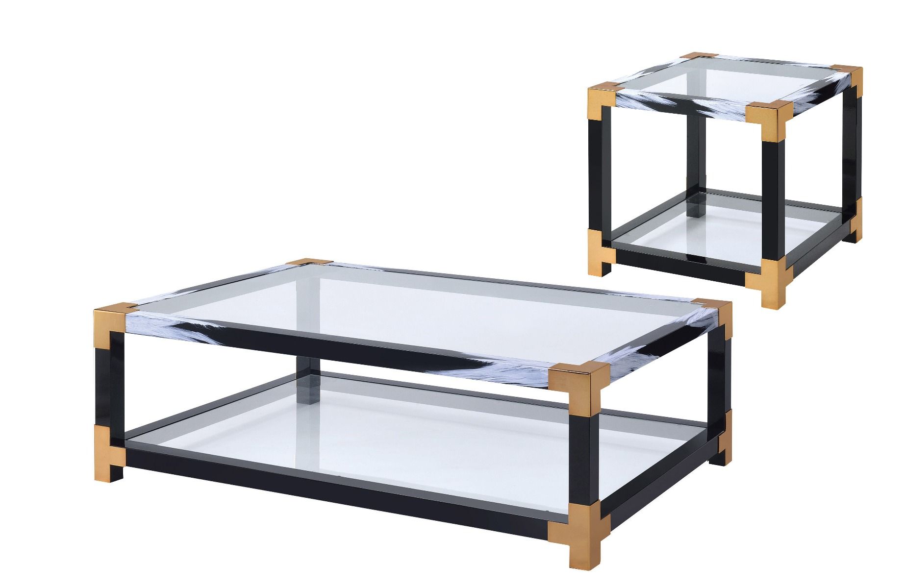 Lafty - End Table - Clear Glass & White Brushed, white, view 2