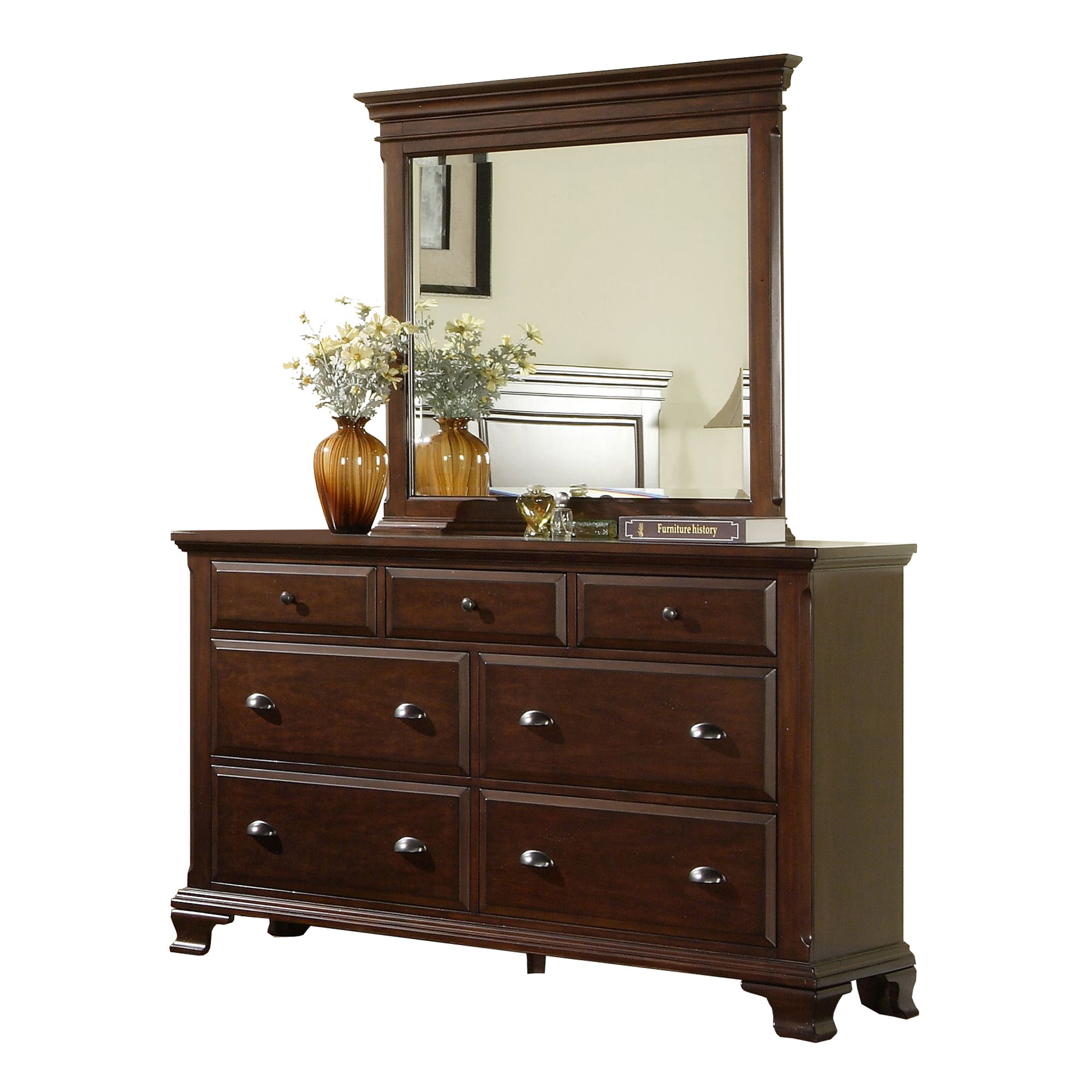 Canton Cherry Dresser & Mirror Set New Lots Furniture Online Store