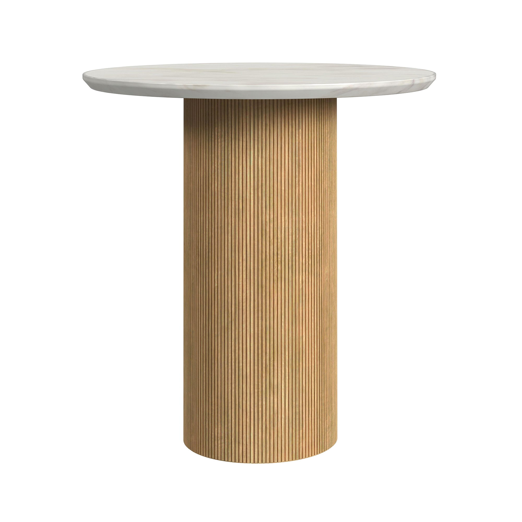 Round End Table With Faux Marble Top And Base