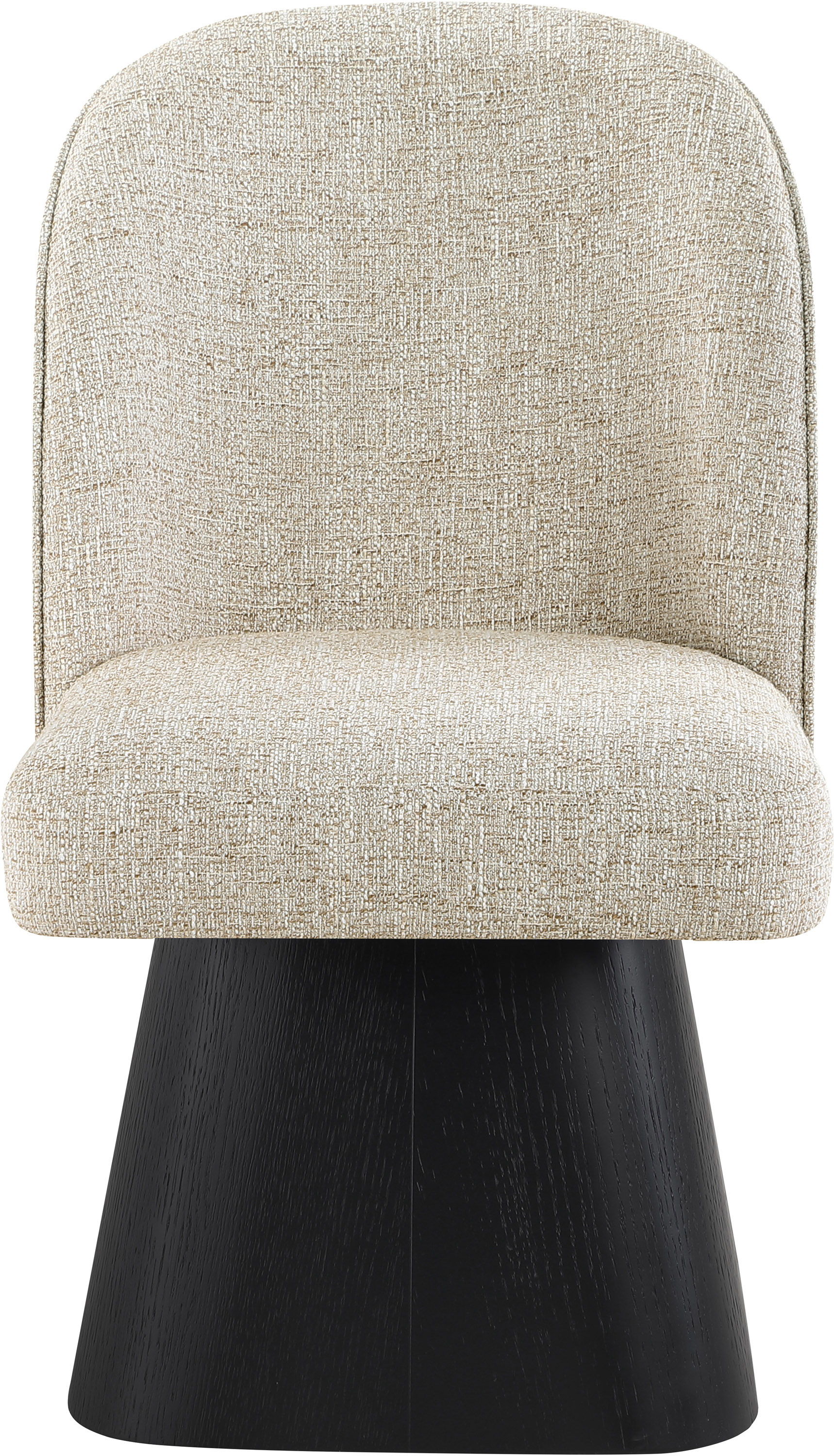 Marlowe - Linen Textured Fabric Upholstered Swivel Dining Side Chair - Beige / Stained Black