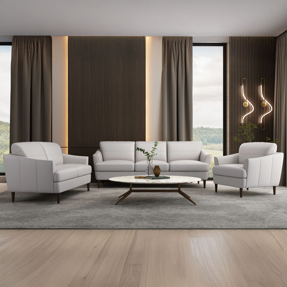 Helena - Sofa - Pearl Gray Leather, light gray, view 5