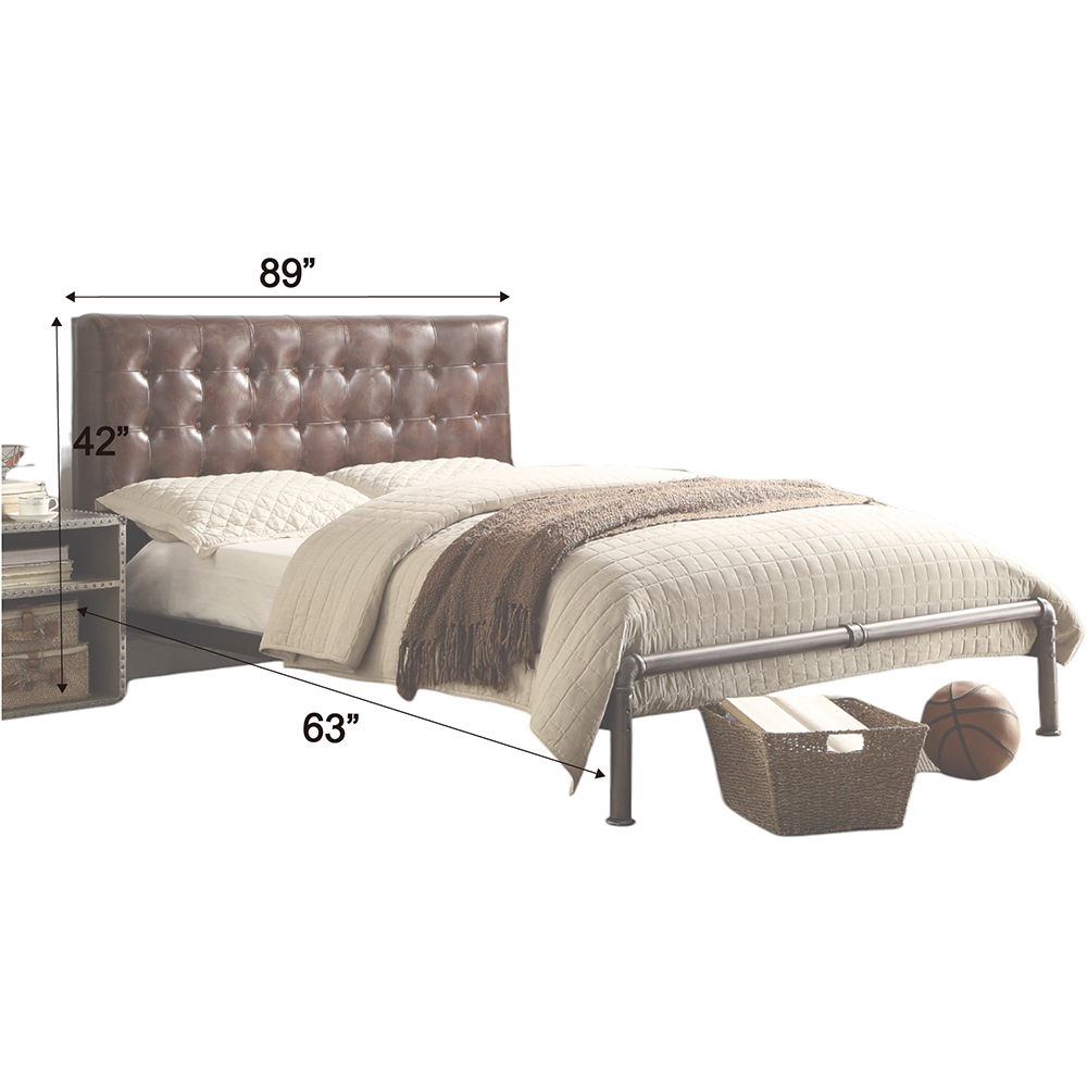 Brancaster - Queen Bed - Vintage Brown Top Grain Leather, dark brown, view 4