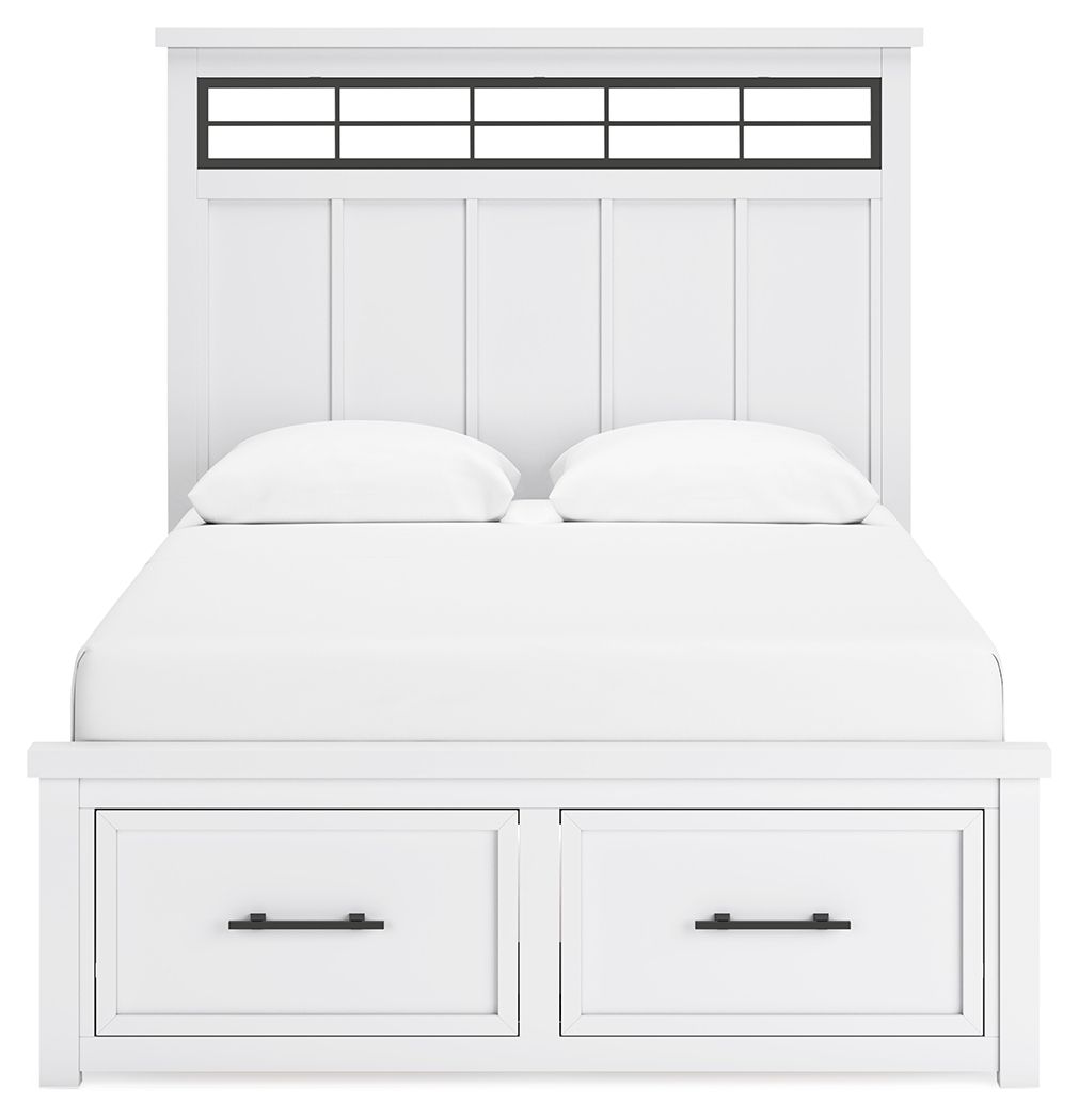 Ashbryn - Queen Panel Storage Bed - White / Natural