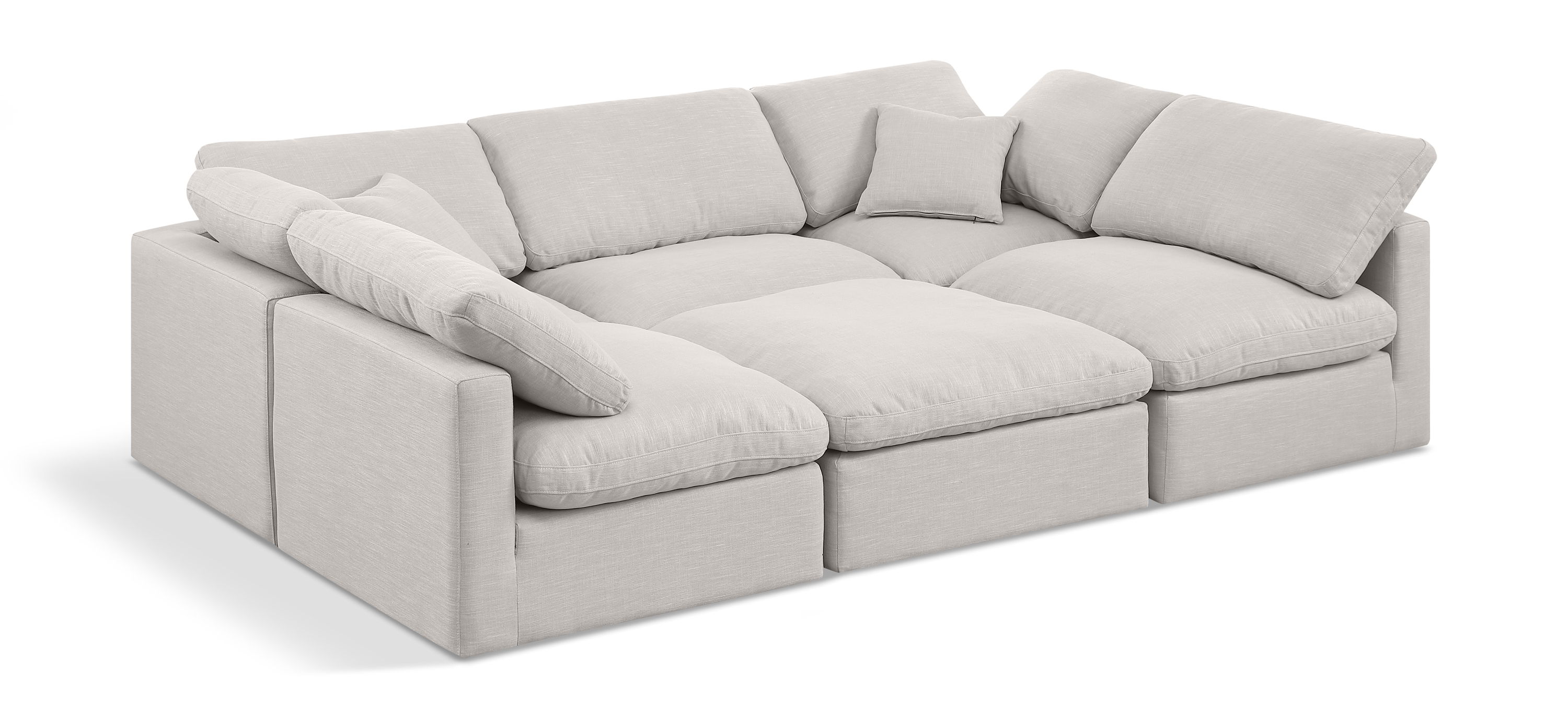 Indulge - Linen 6 Piece Modular Sectional - Cream