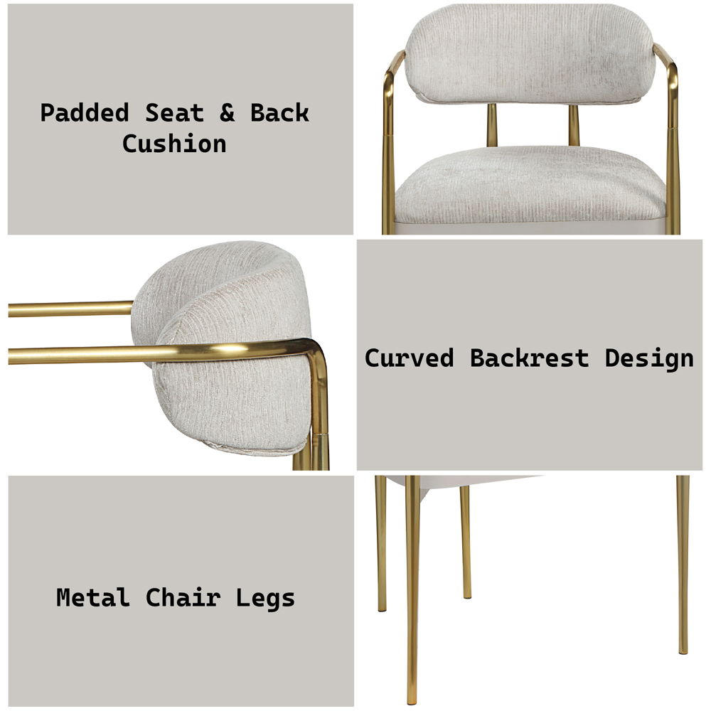 Zayn - Arm Chair (Set of 2) - Beige Chenille & Gold, beige, view 7