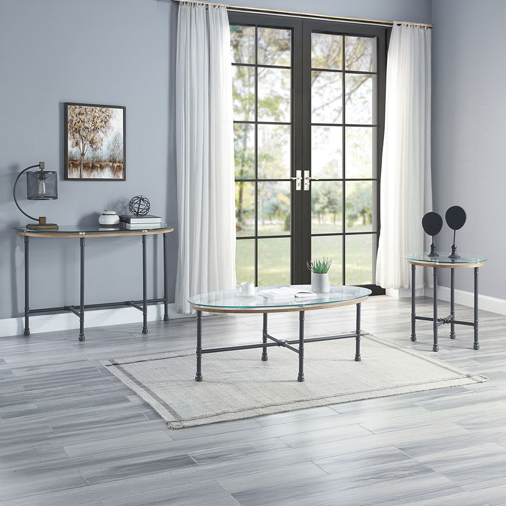 Brantley - Sofa Table - Clear Glass & Sandy Gray, dark gray, view 4