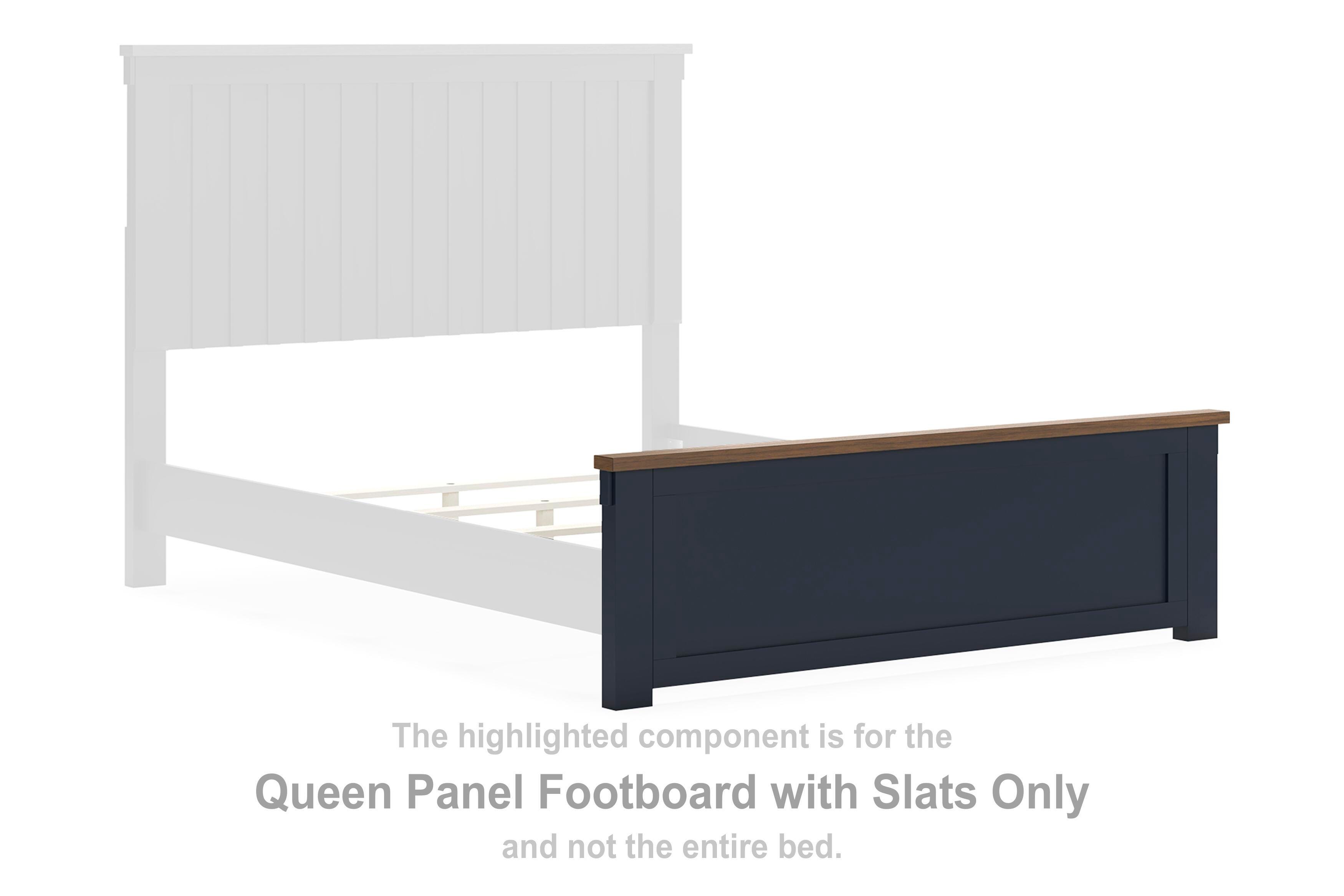 Landocken – Queen Panel Footboard With Slats – Brown / Blue