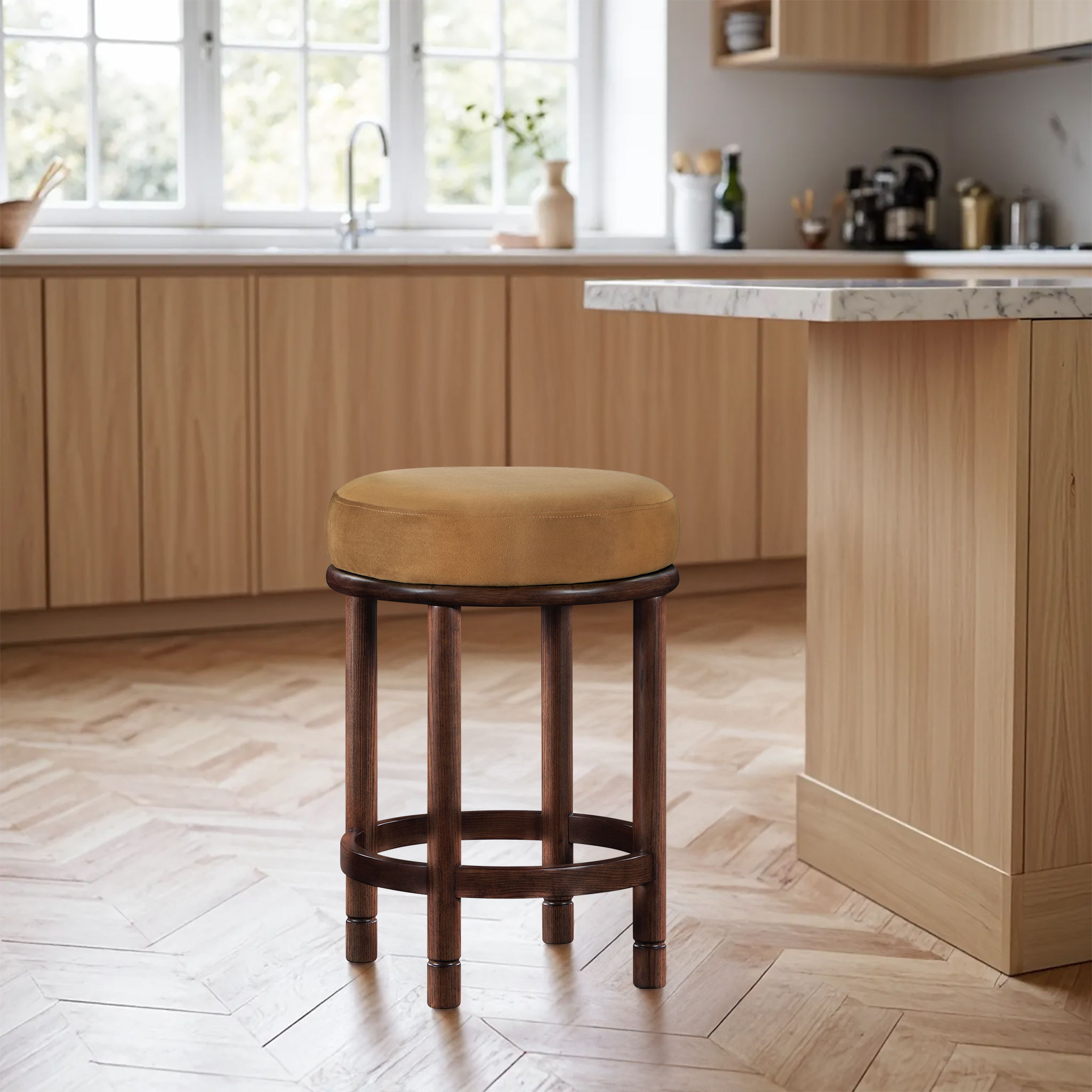 Monette - Counter Stool With Brown Base - Saddle