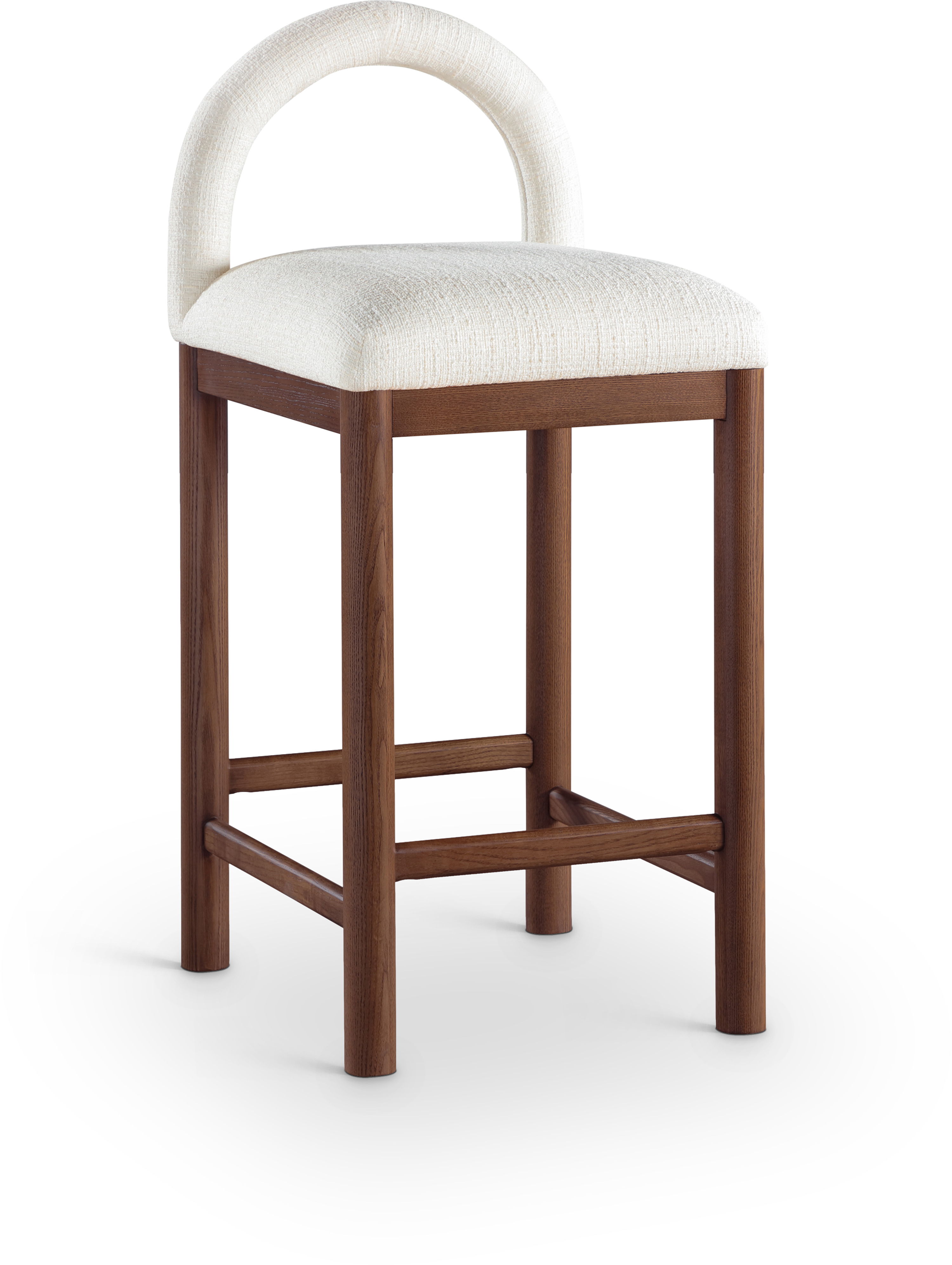 Conrad - Linen Counter Stool With Brown Legs - Cream