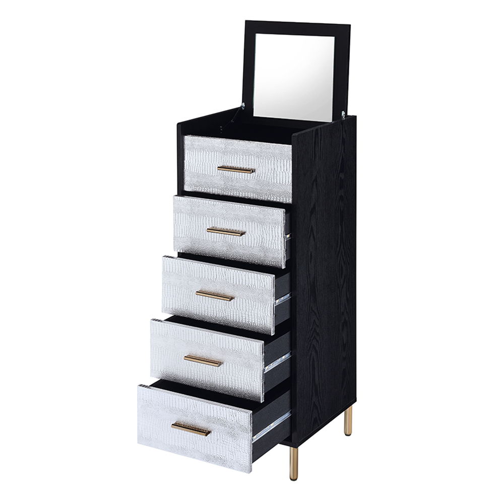 Myles - Jewelry Armoire - Black, Silver & Gold, black, view 3