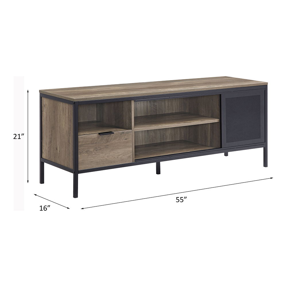 Nantan - 21" TV Stand - Rustic Oak & Black, black, view 6