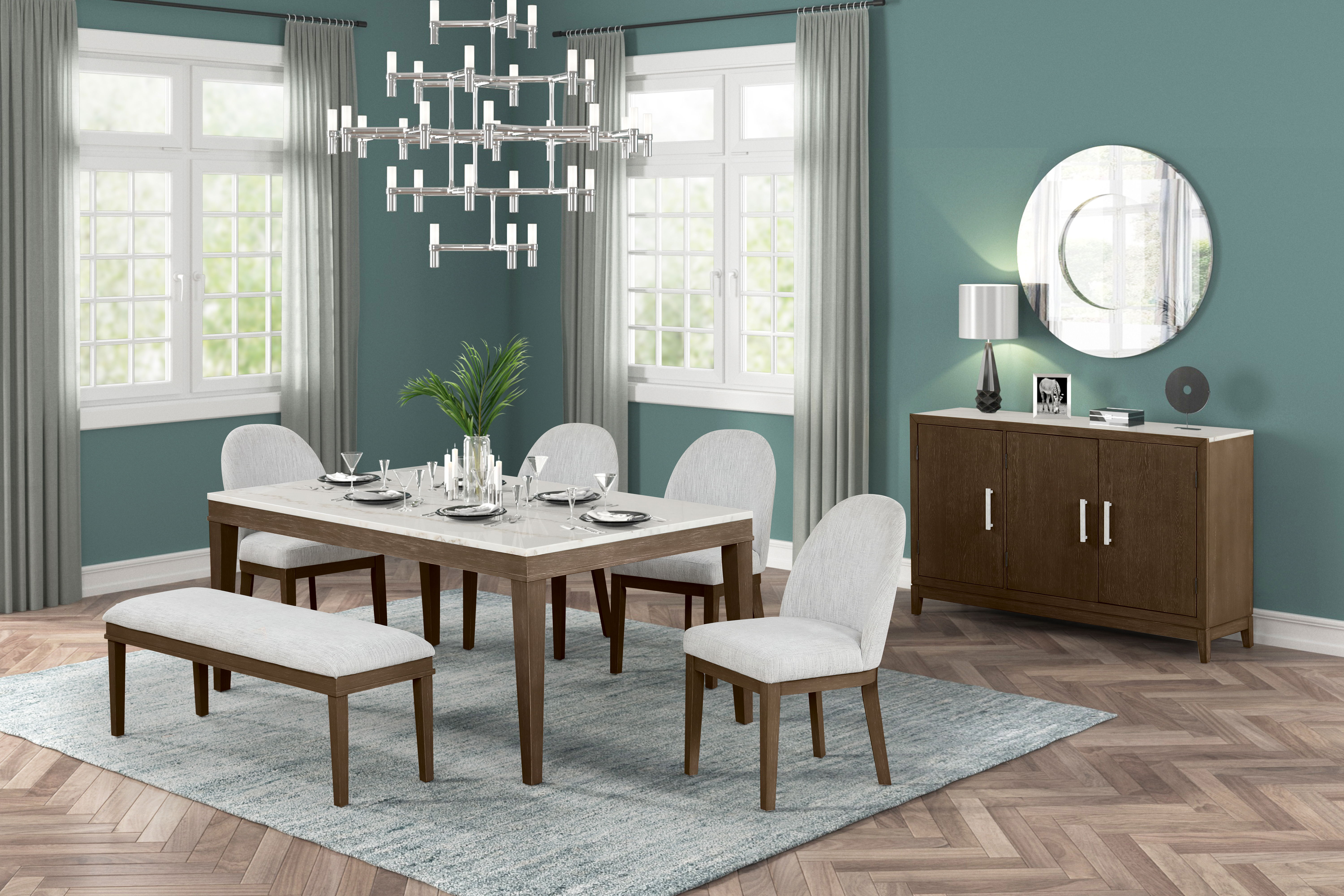 Essence - 54" Round Dining Table With Marble Top - Brown