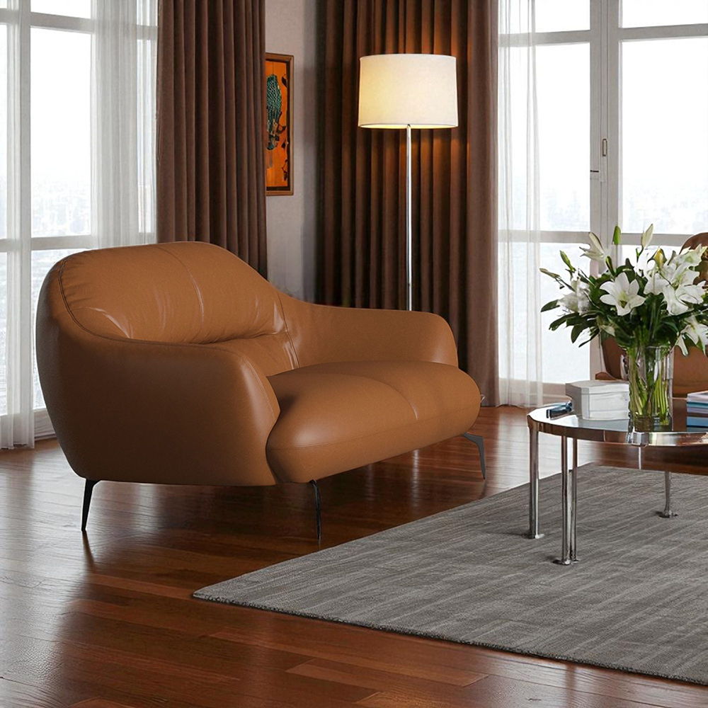 Leonia - Loveseat - Cognac Leather, dark brown, view 3