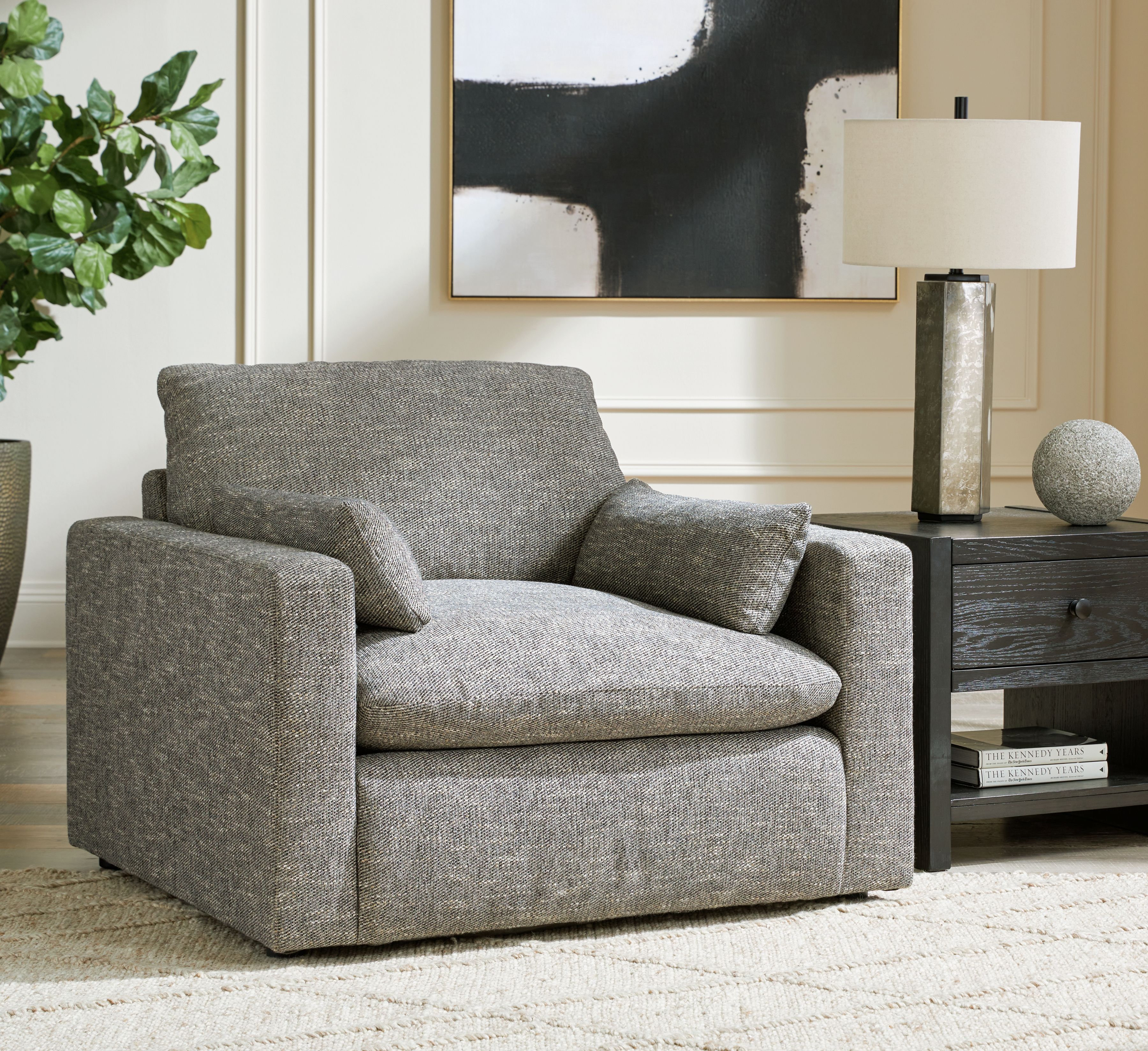 Ashley Furniture Dramatic - 4 Pc. - Sofa, Loveseat, Chair And A Half, Ottoman - Granite - Image 6