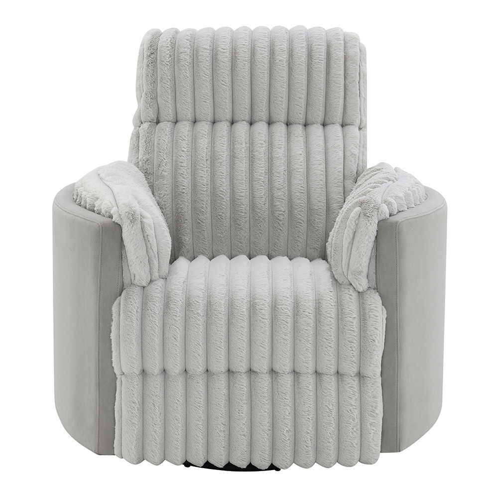 Emee - Glider Recliner With Swivel - Gray Corduroy, light gray, view 3