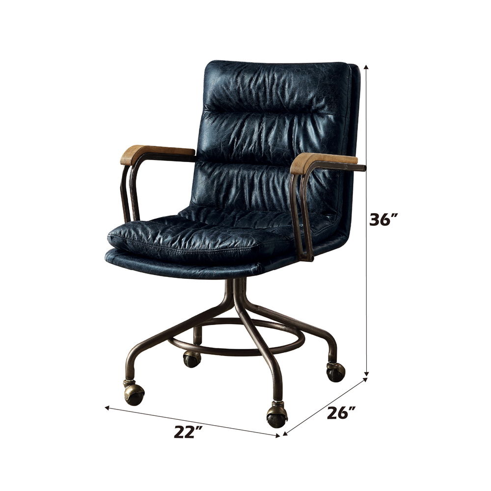 Harith II - Office Chair - Vintage Blue Top Grain Leather, blue, view 5