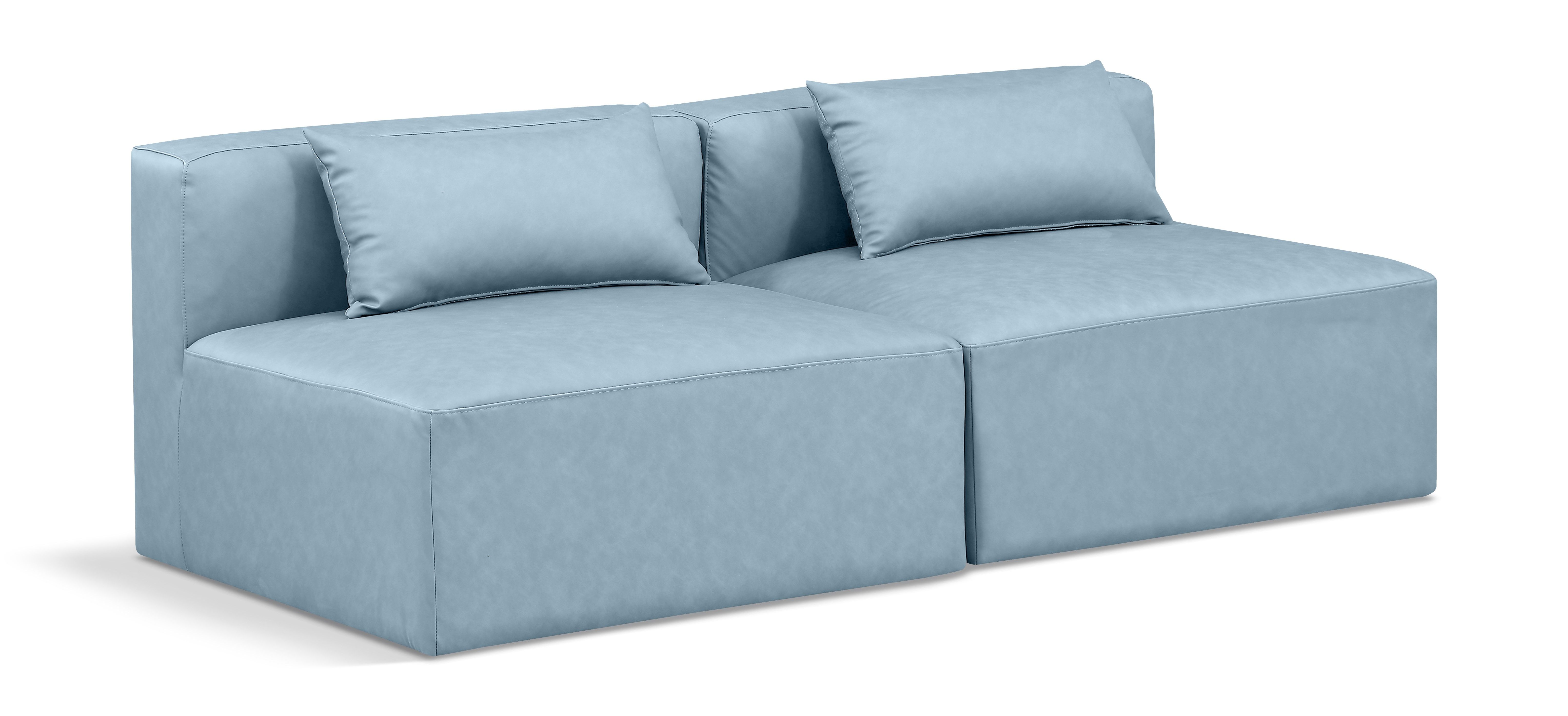 Cube - Modular 2 Seat Armless Sofa - Light Blue
