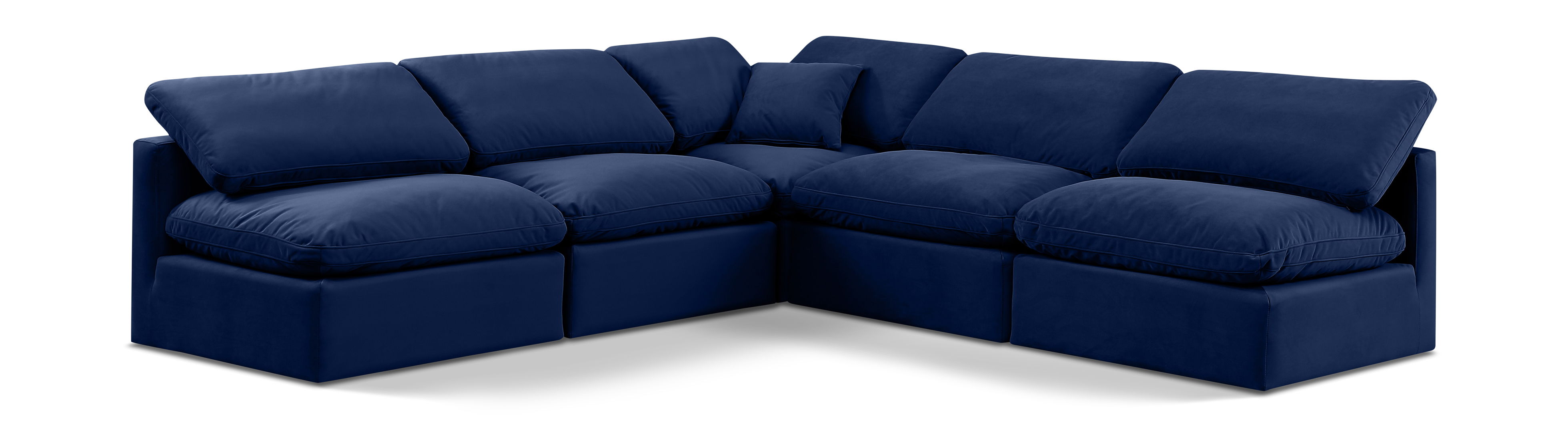 Indulge - Velvet 5 Piece Modular Corner Armless Sectional - Blue