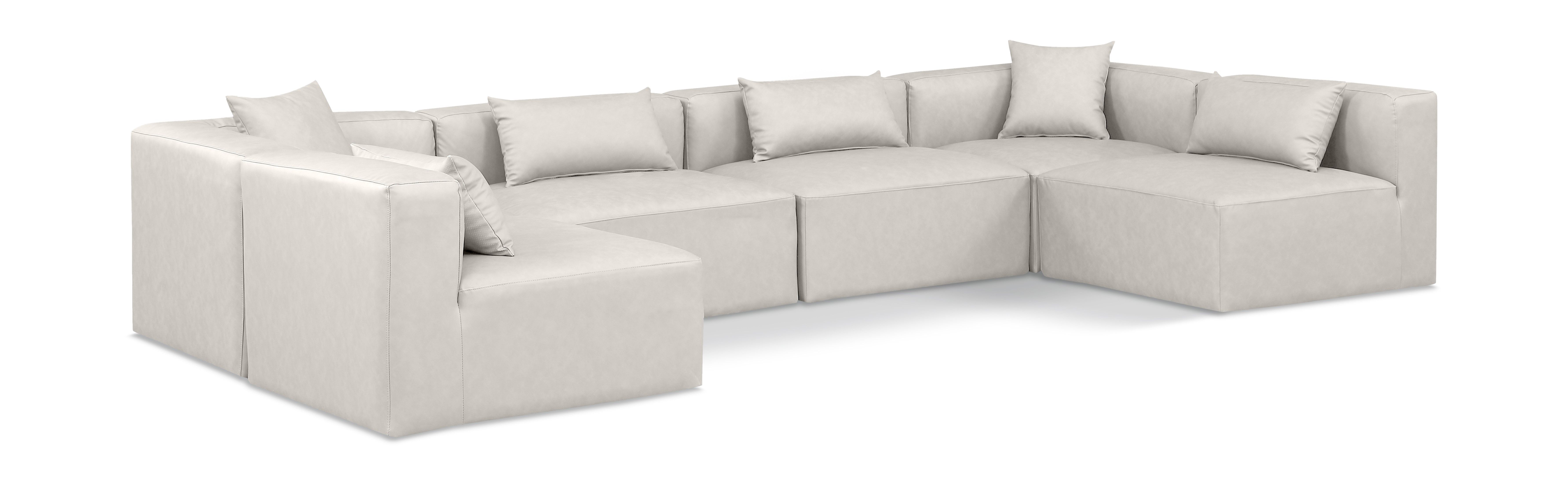 Cube - 6 Piece Modular Armless Sectional - Cream