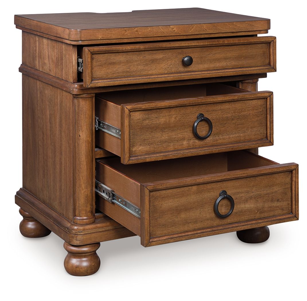 Rowlenstown - Three Drawer Night Stand - Brown