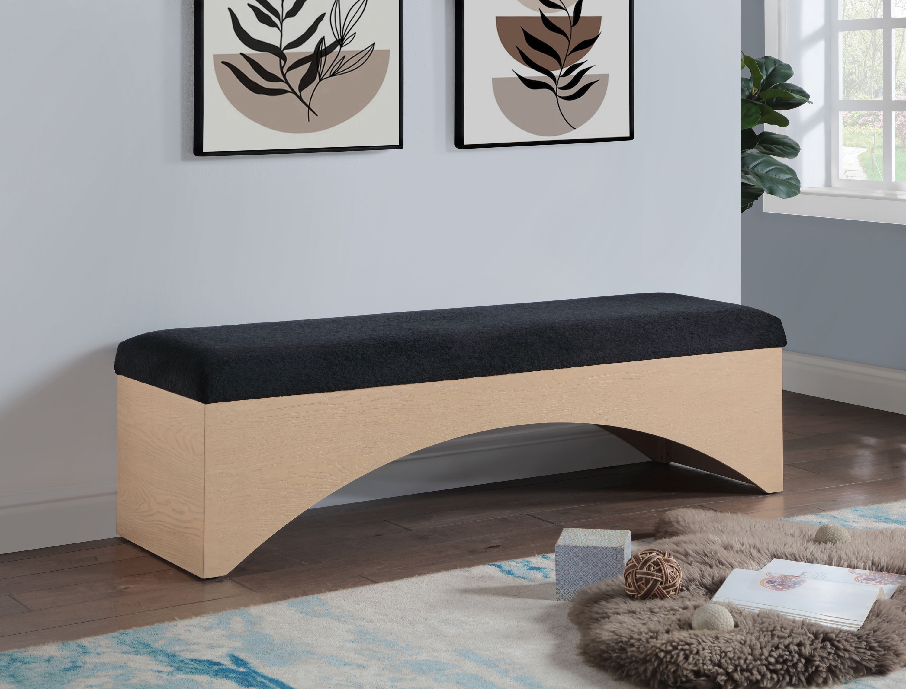 Lawson - Bench With Natural Base - Black