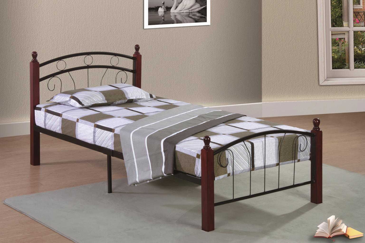 B642 - Twin Post Metal Bed - Cherry