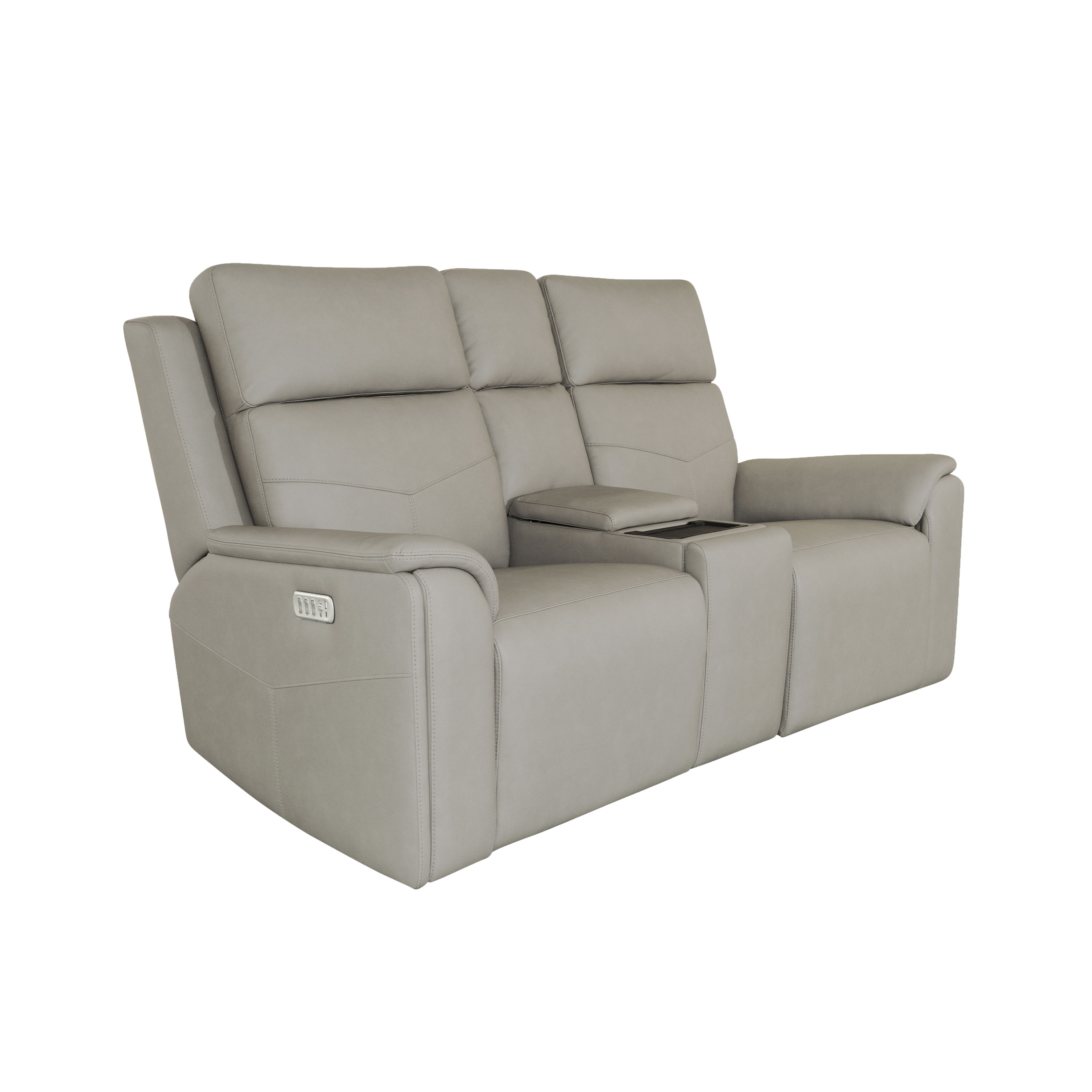 Vernon - Power Reclining Loveseat With Console, Power Headrests, Lumbar, Heat & Massage - Dove Gray, light gray