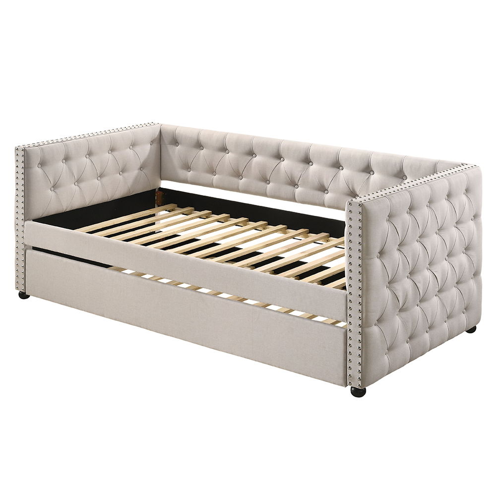 Romona - Twin Daybed With Trundle - Beige Fabric, beige, view 2