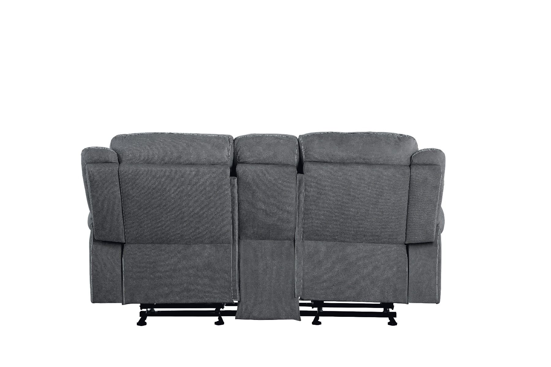 Zubaida - Motion Loveseat & Console With USB - Two Tone Gray Velvet, dark gray, view 5