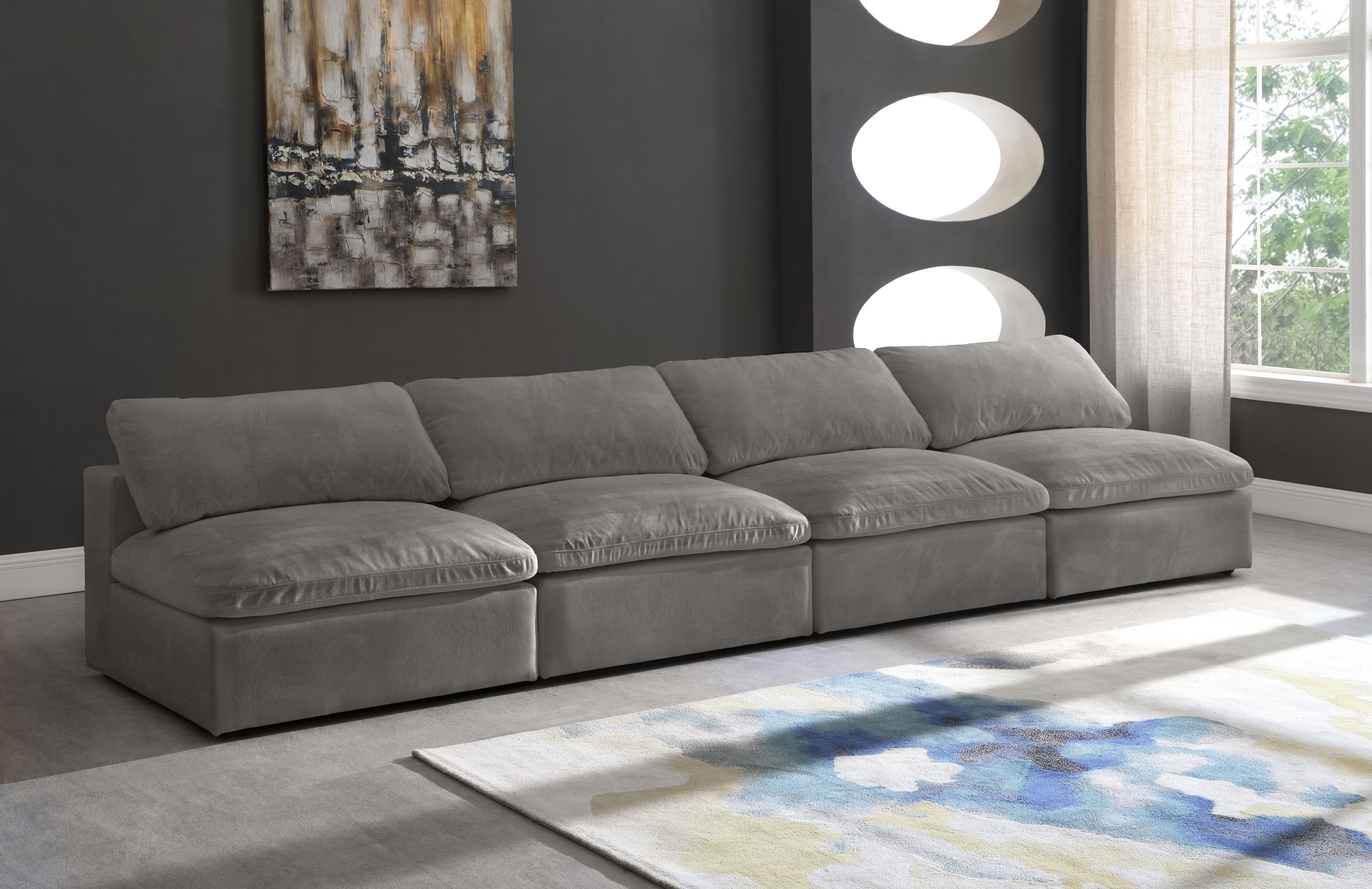 Cozy - Modular 4 Piece Armless Sofa - Gray