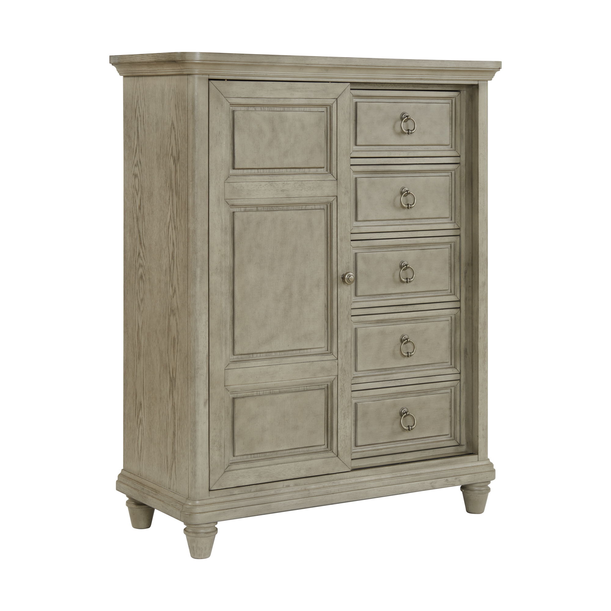 Whit-Ash - King Panel 3 Piece Bedroom Set With Door Chest - Light Gray