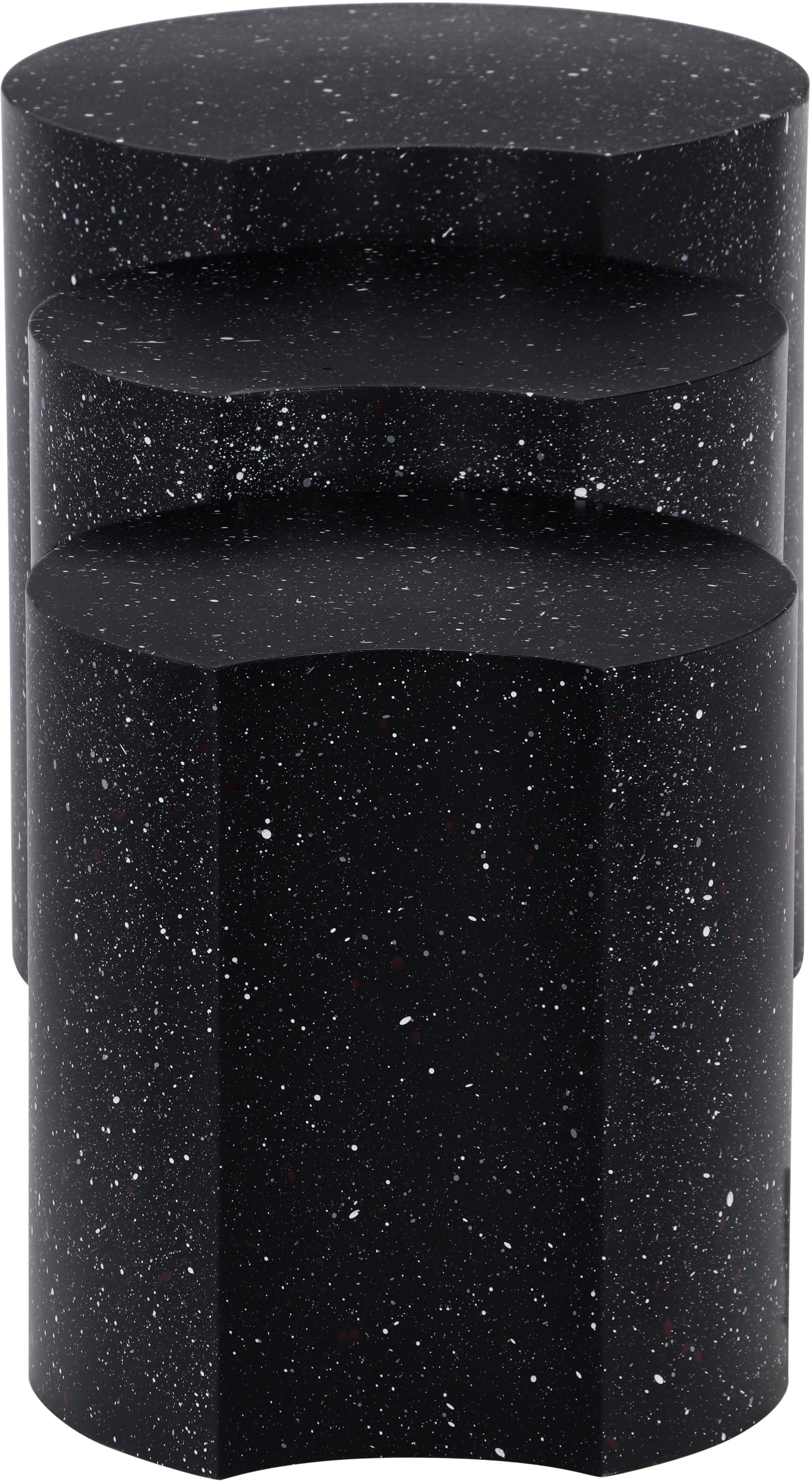 Dimple - 3 Piece Modular End Table - Black Terazzo