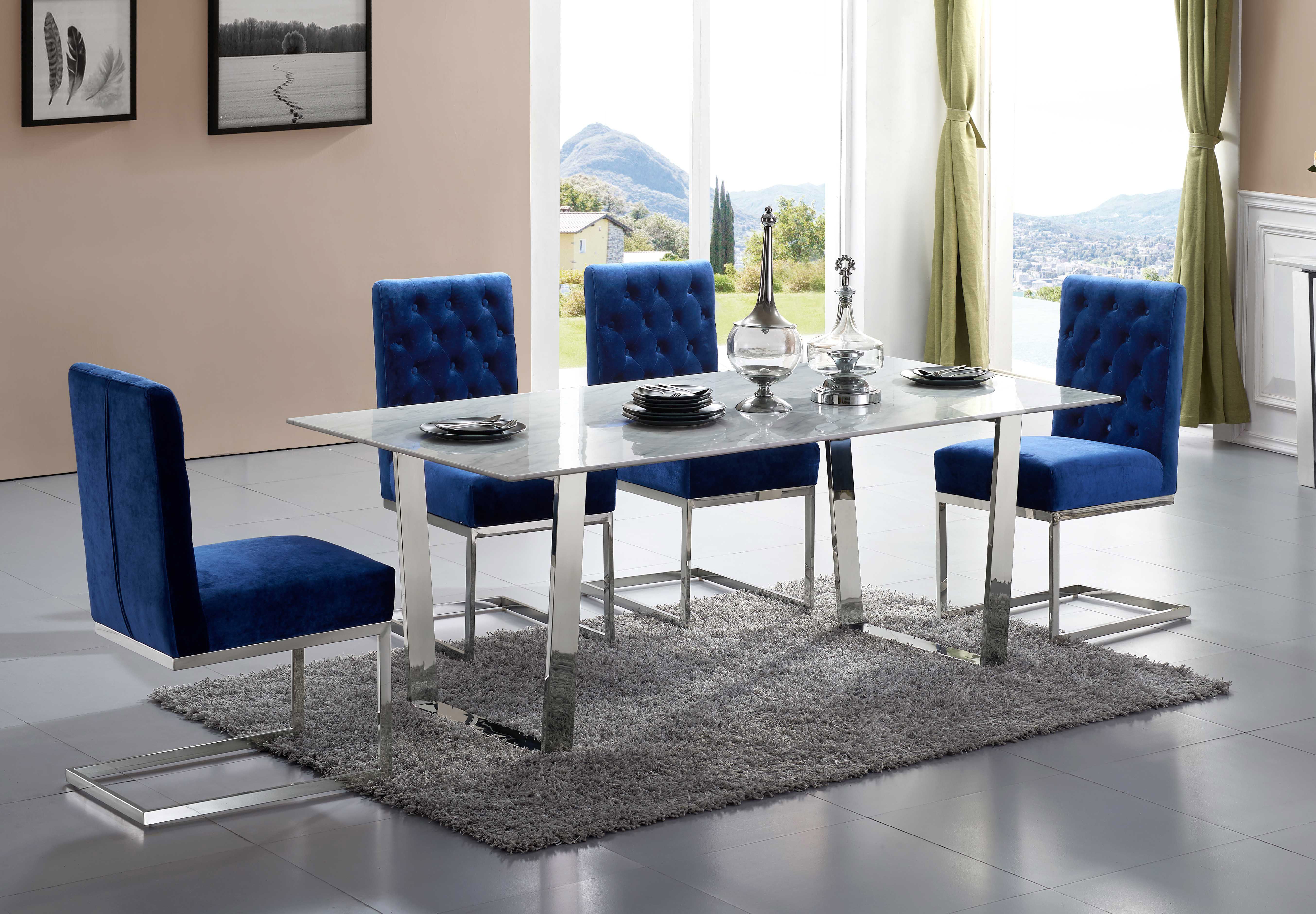 Carlton - Steel Dining Table - Pearl Silver