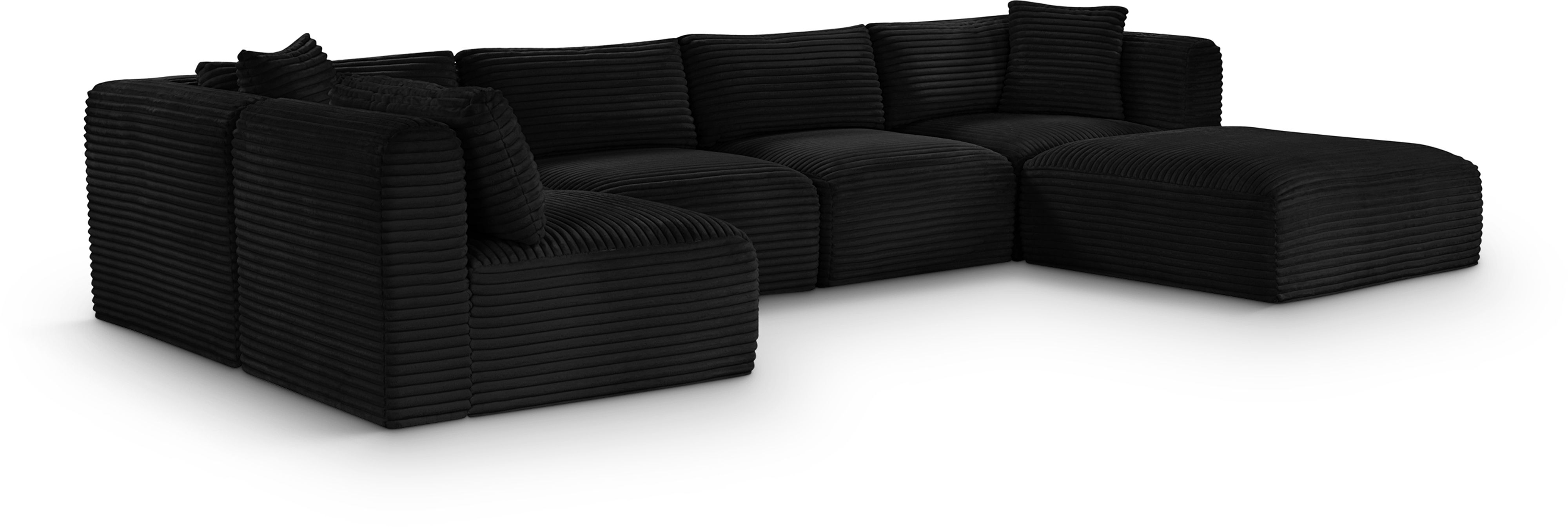 Shaggy - 6 Piece Modular U-Shaped Sectional - Black