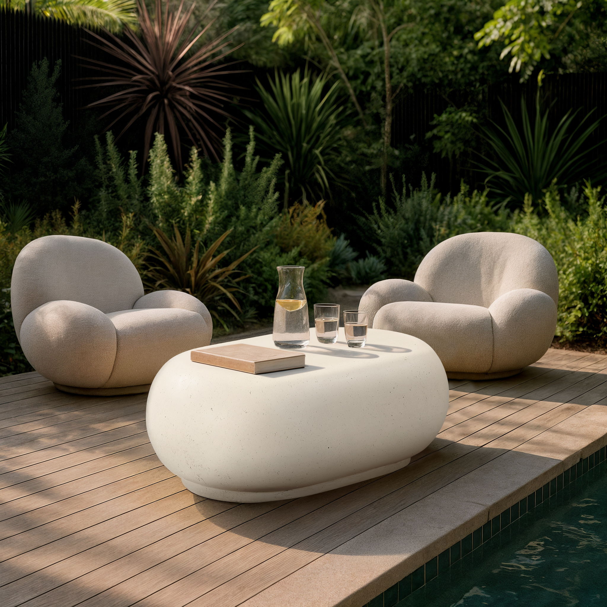 Pebble - Concrete And Fiberglass Coffee Table - Cream