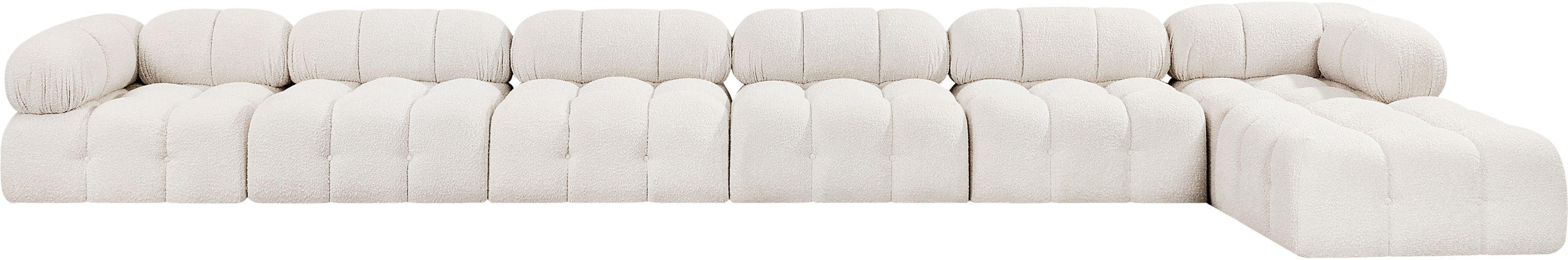 Ames - 7 Piece Boucle Fabric Modular L-Shaped Sectional - Cream