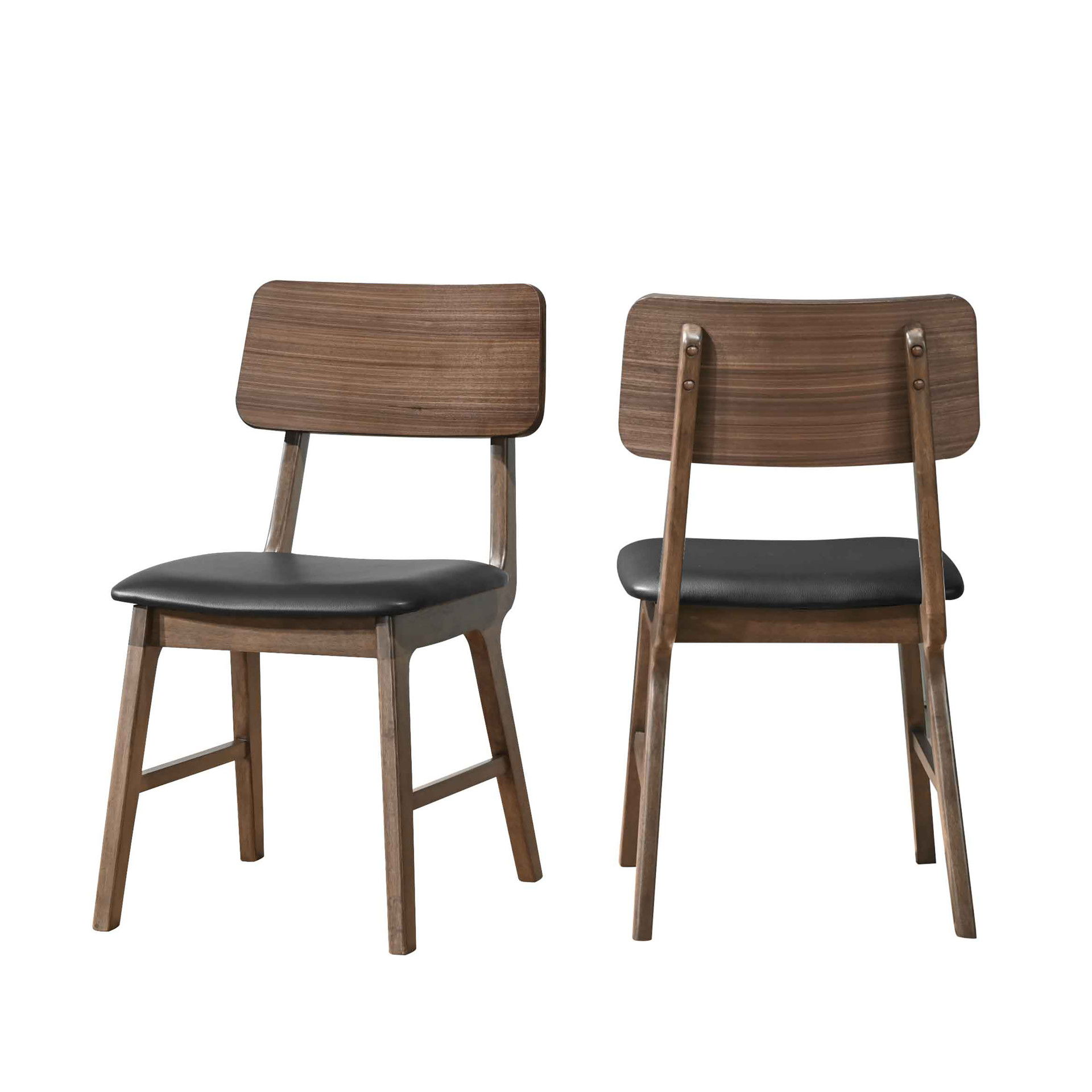 Thea - Wood Back Side Chair With Black Seat (Set of 2) - Walnut, dark brown, view 7