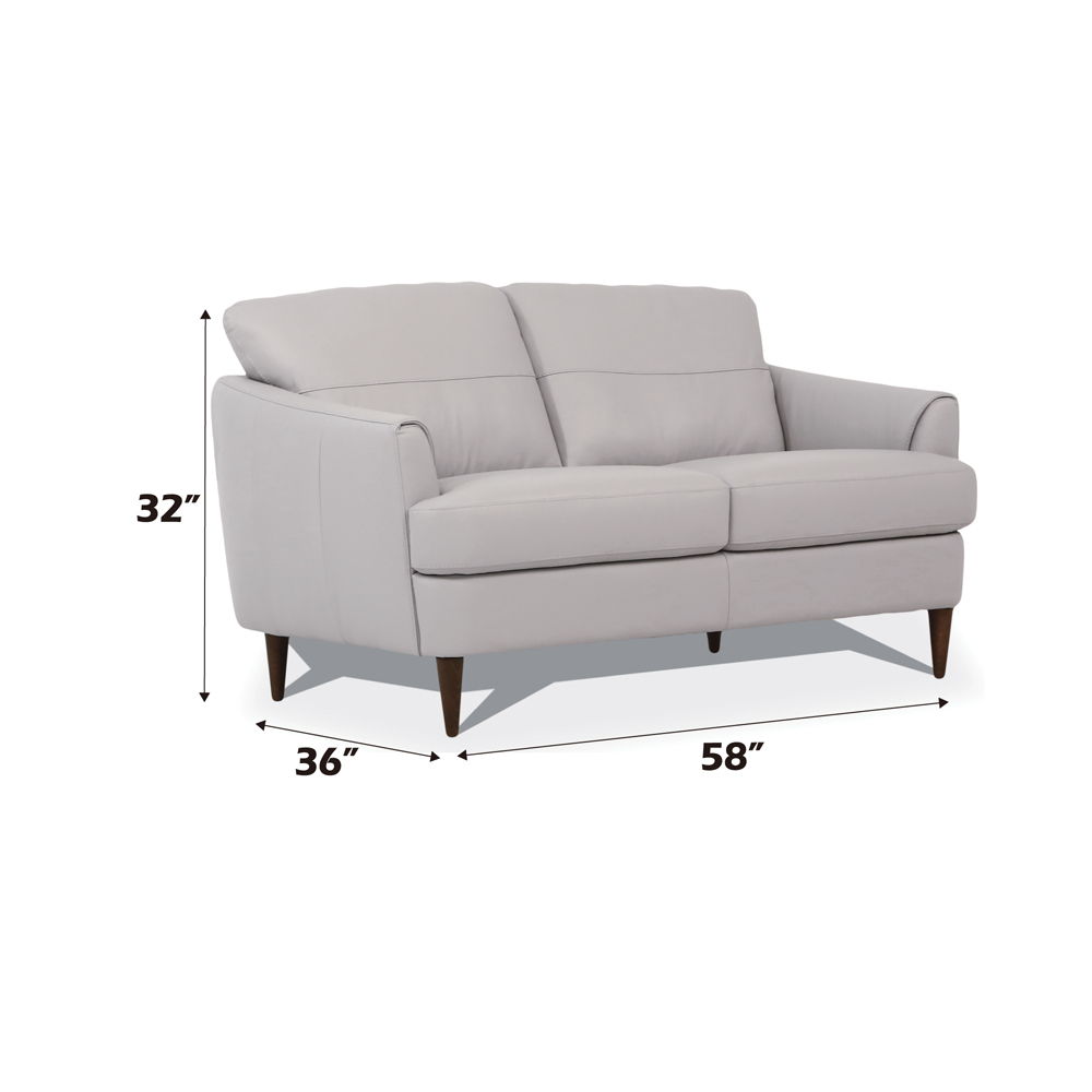 Helena - Loveseat - Pearl Gray Leather, light gray, view 4